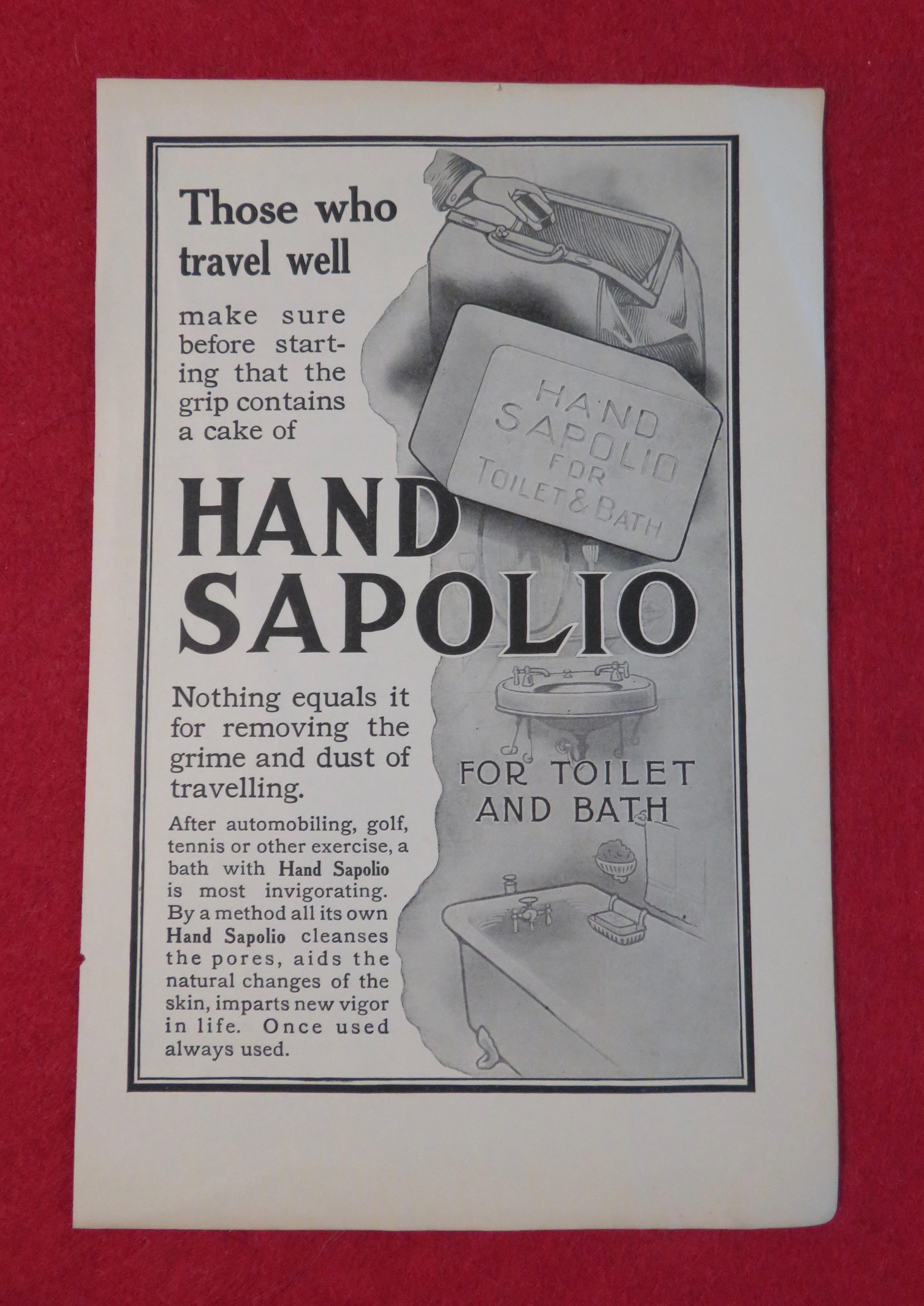 1911 Hand Sapolio with Soap That Travels Well