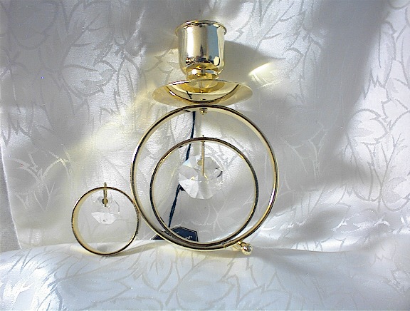 Brass and Swarovski Crystal Candle Holder