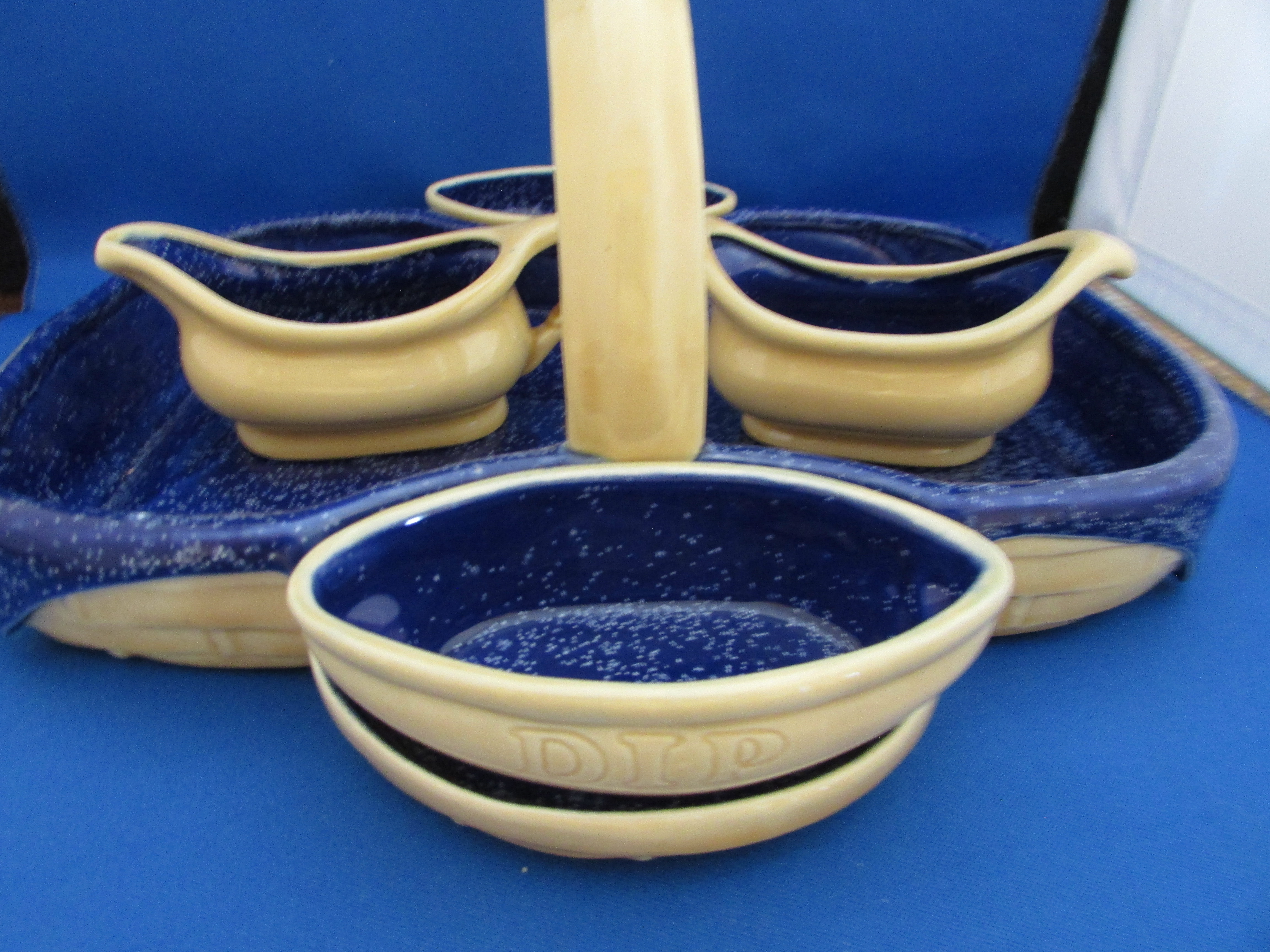 Porcelain Basket Chip and Dip With Cream and Sugar