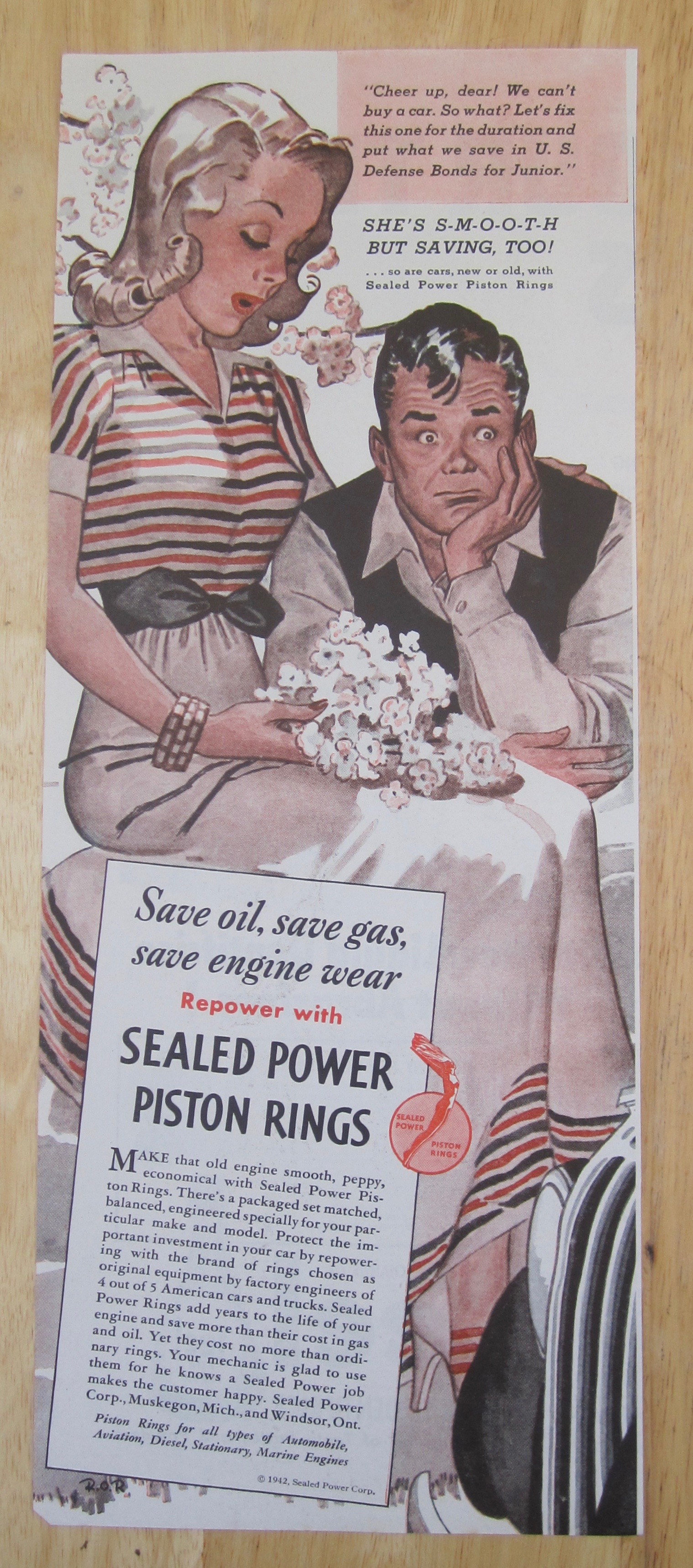 1942 Sealed Power Piston Rings w/Disappointed Couple