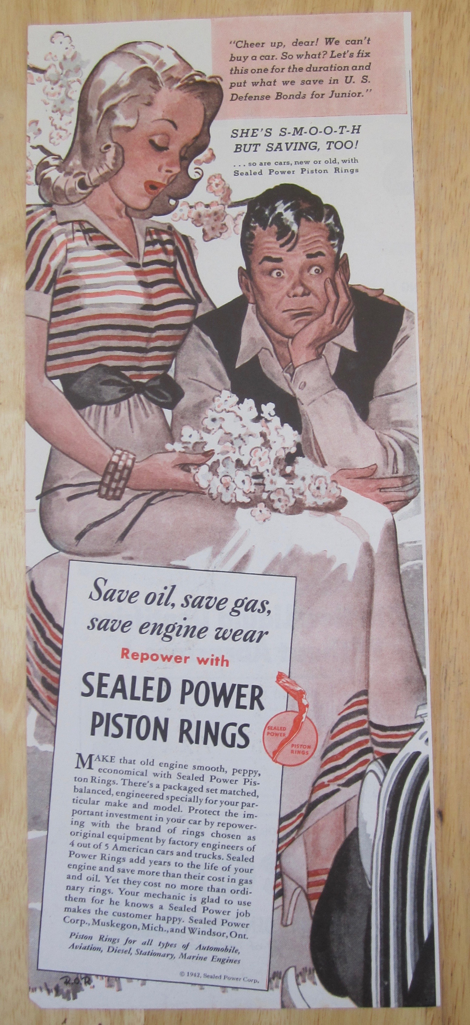 1942 Sealed Power Piston Rings w/Disappointed Couple