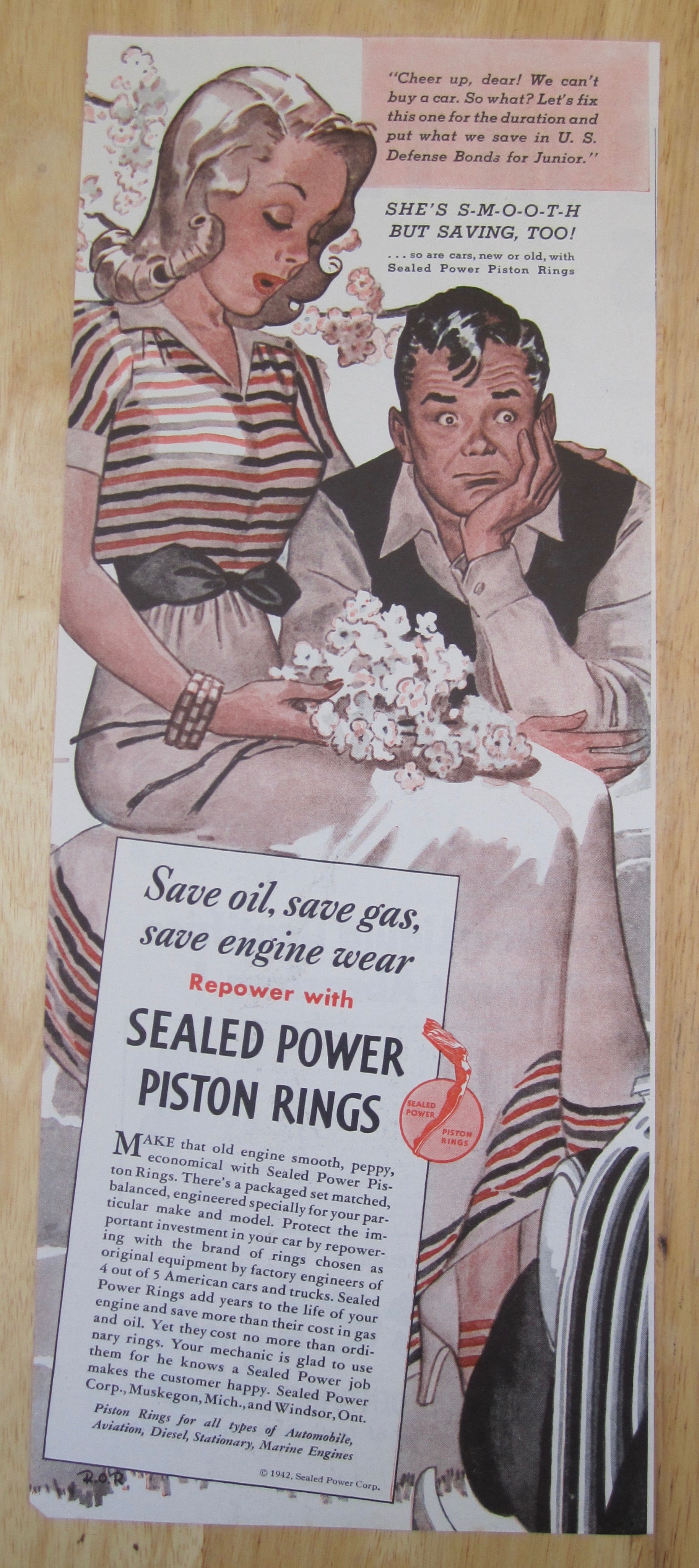 1942 Sealed Power Piston Rings w/Disappointed Couple