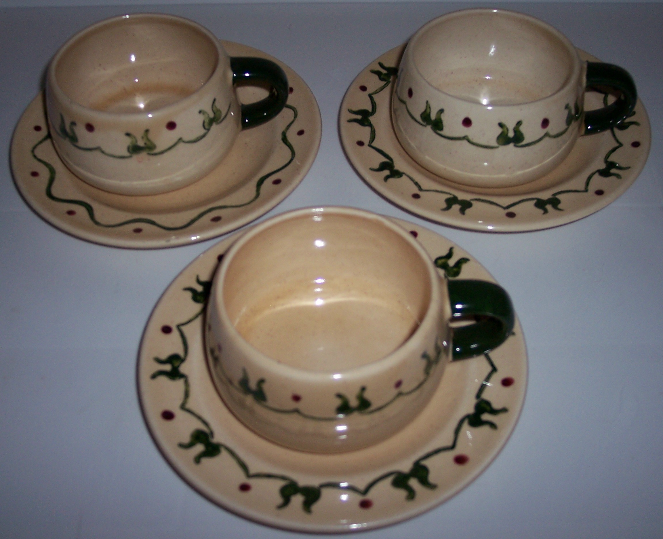 Metlox Pottery Homestead Provincial 3 Cup/Saucer Sets
