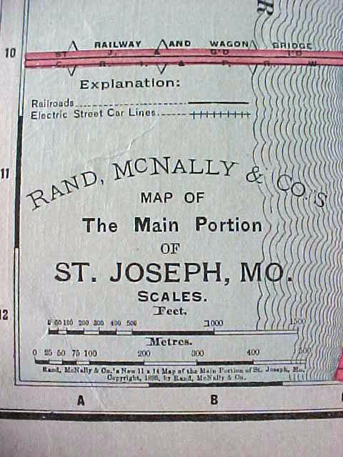 Map St Louis St Joseph Missouri 1912 Antique