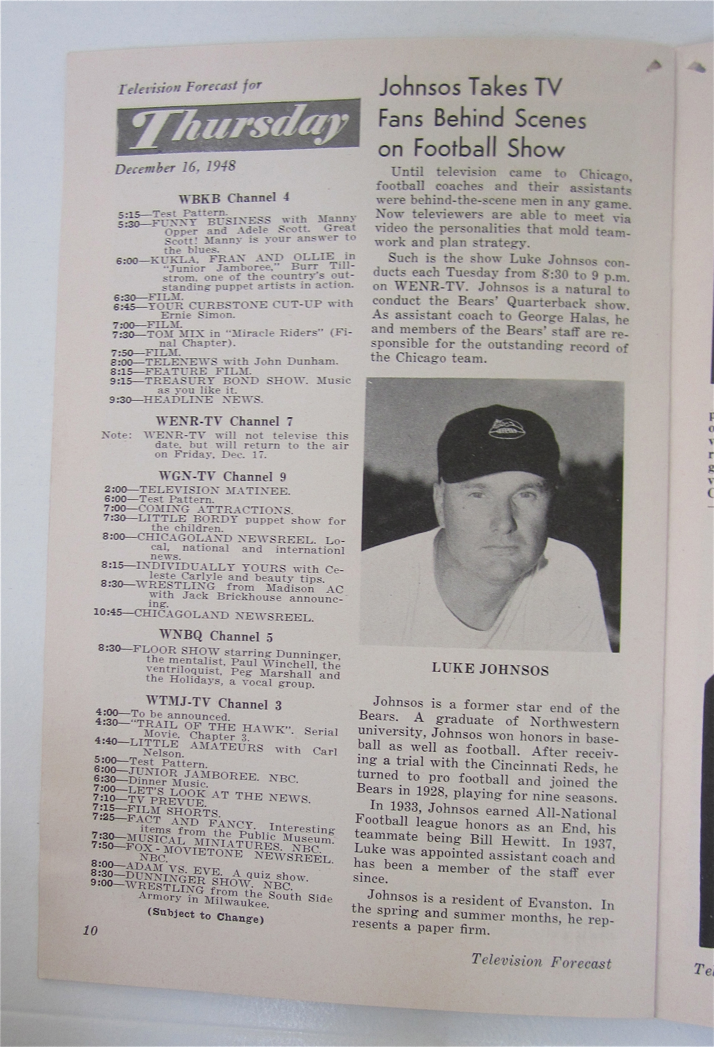 Television Forecast December 13, 1948 Uncle Mistletoe
