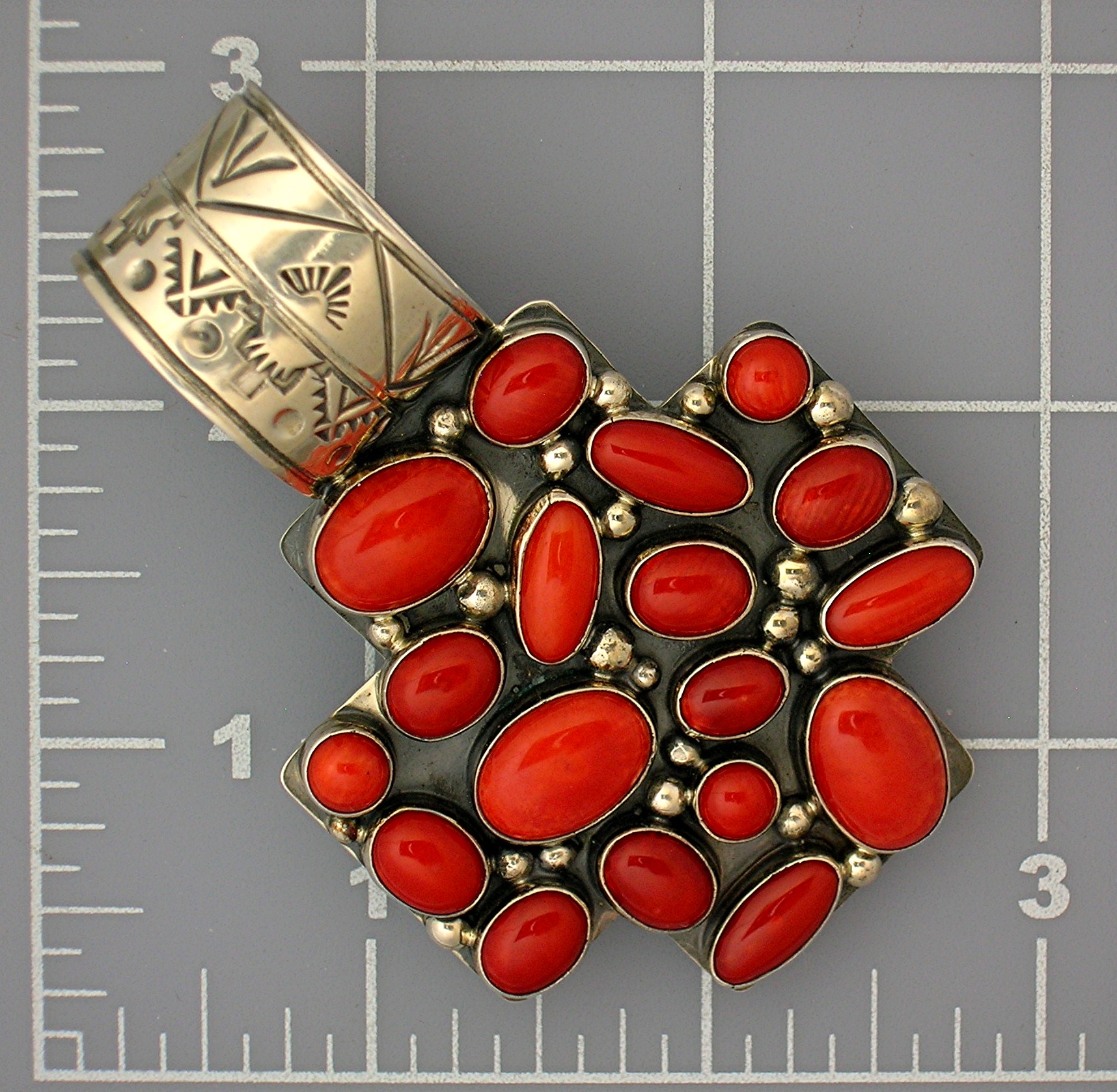 Navajo Sterling Silver Mediterranean Coral Pendant