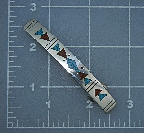 Native American Sterling Silv er Coral Turquoise Barett