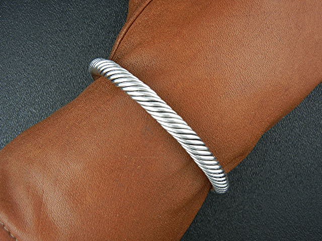 Sterling Silver Twist Blue Topaz CZ Cuff Bracelet