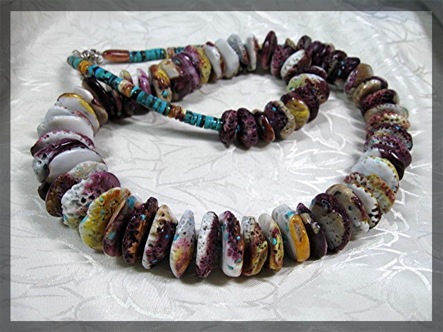 Necklace Purple Yellow Turquoise Spiny Oyster .........