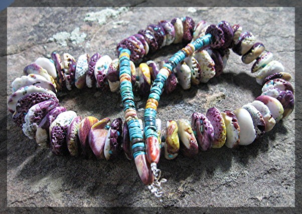 Necklace Purple Yellow Turquoise Spiny Oyster .........
