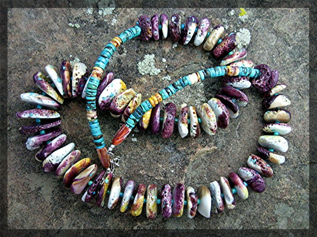 Necklace Purple Yellow Turquoise Spiny Oyster .........