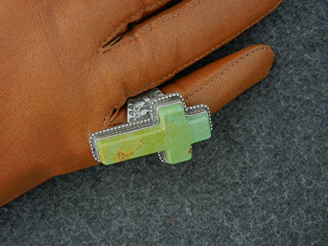 David Troutman Sterling Silver Turquoise Cross Ring