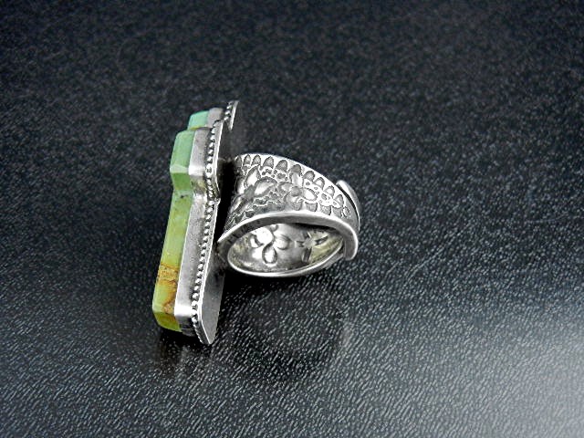 David Troutman Sterling Silver Turquoise Cross Ring