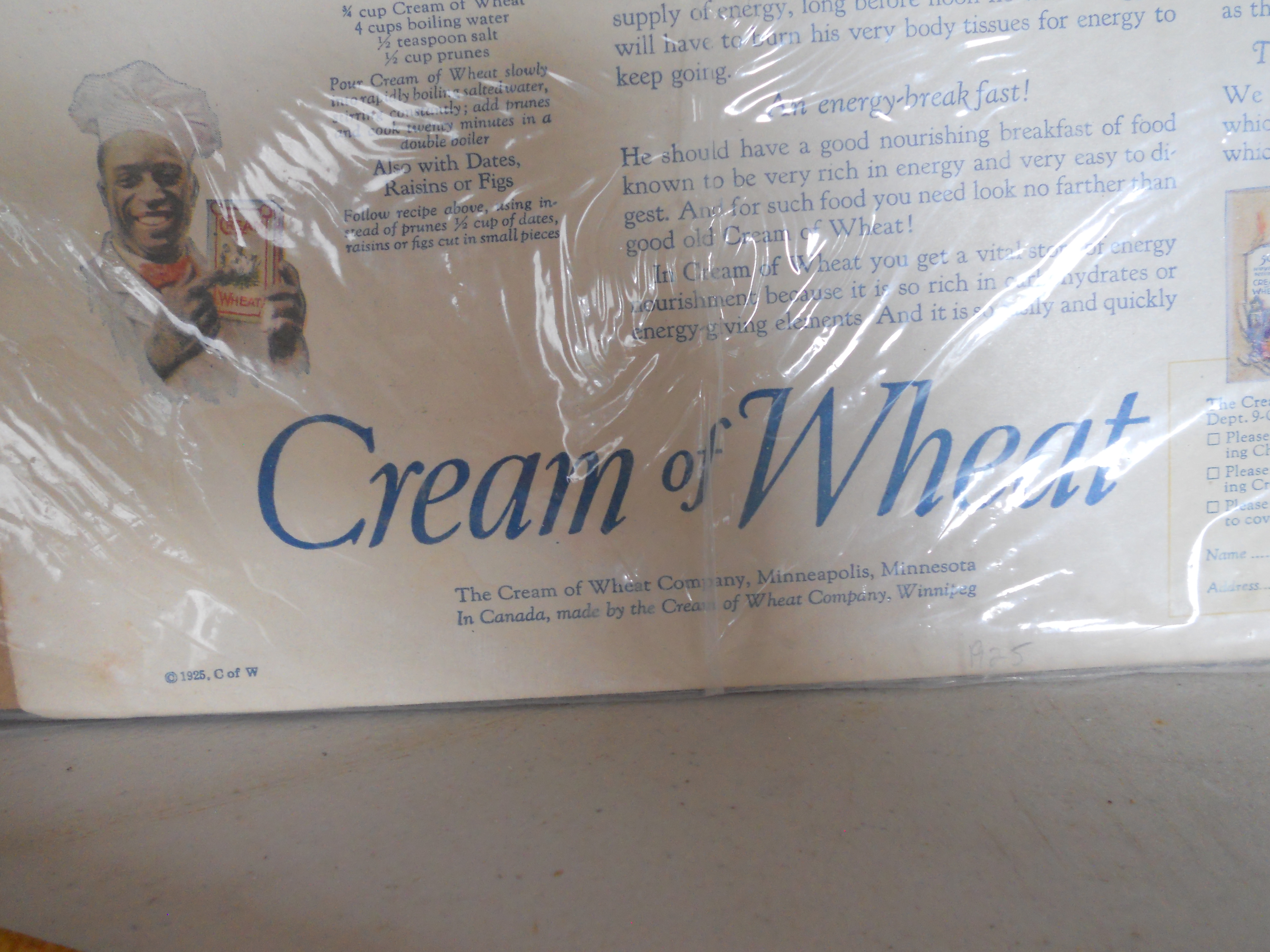 Cream of Wheat Advertising, 1924