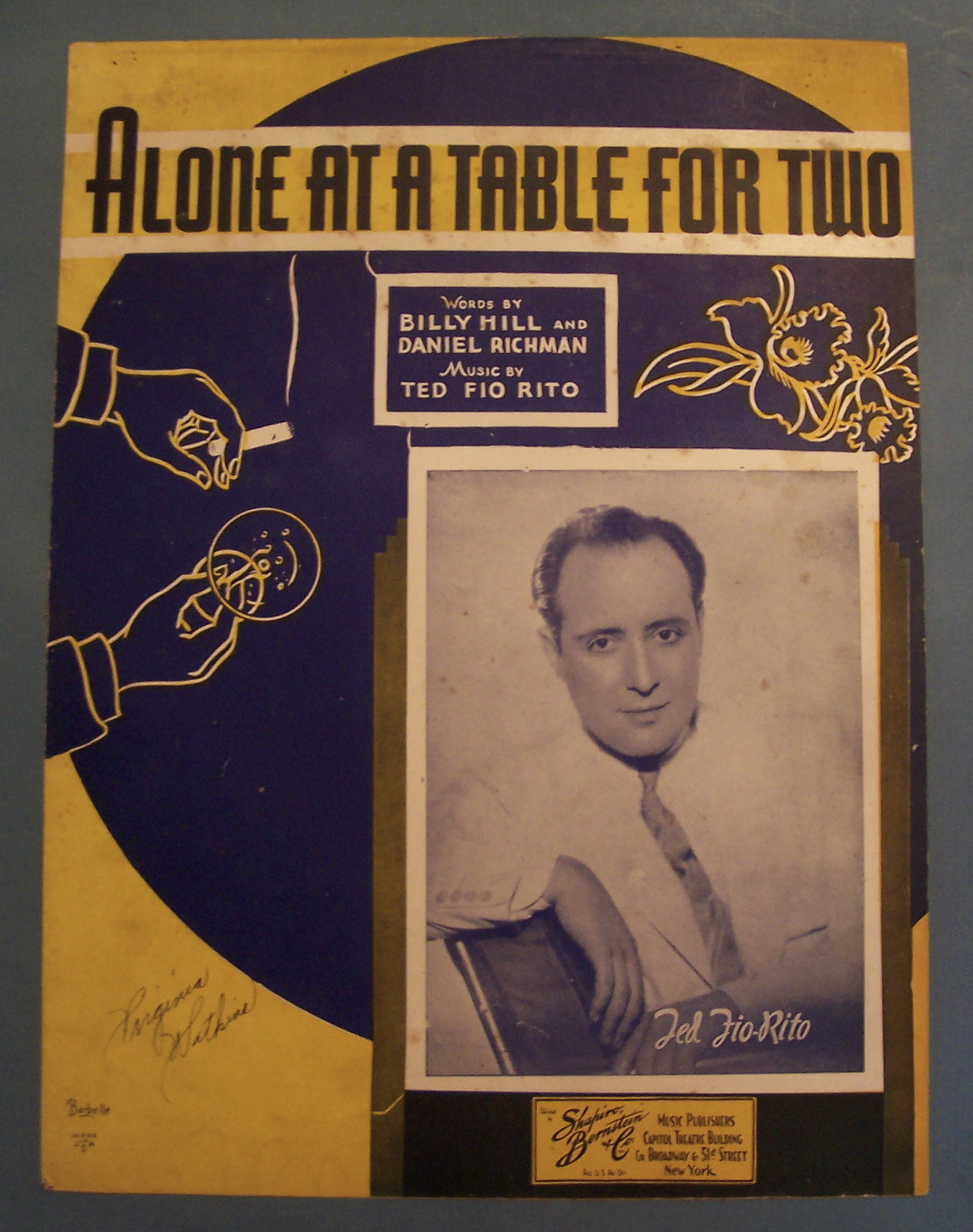 Sheet Music of 1935 Alone At A Table For Two