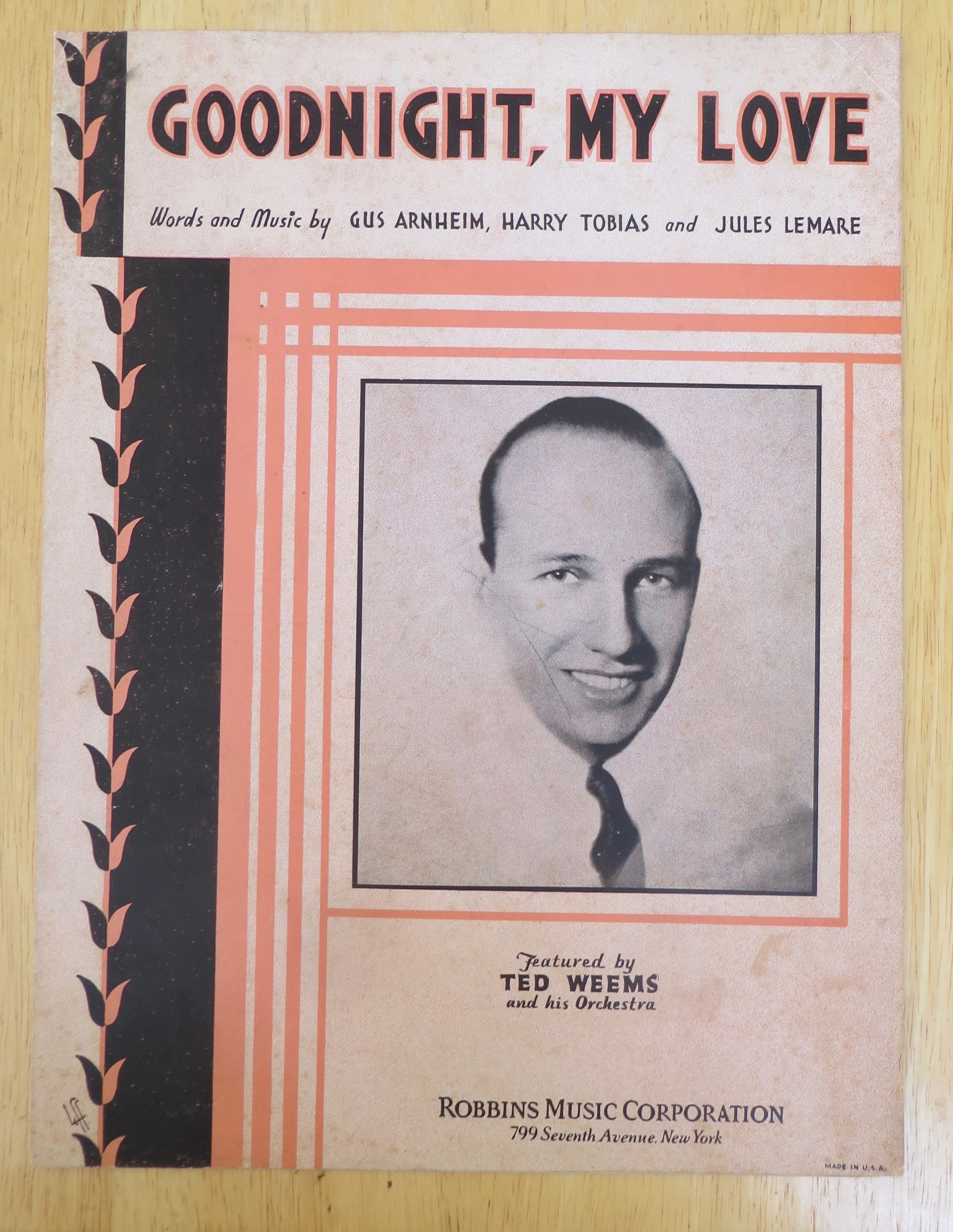1932 Good Night, My Love By Arnheim, Tobias & Lemare