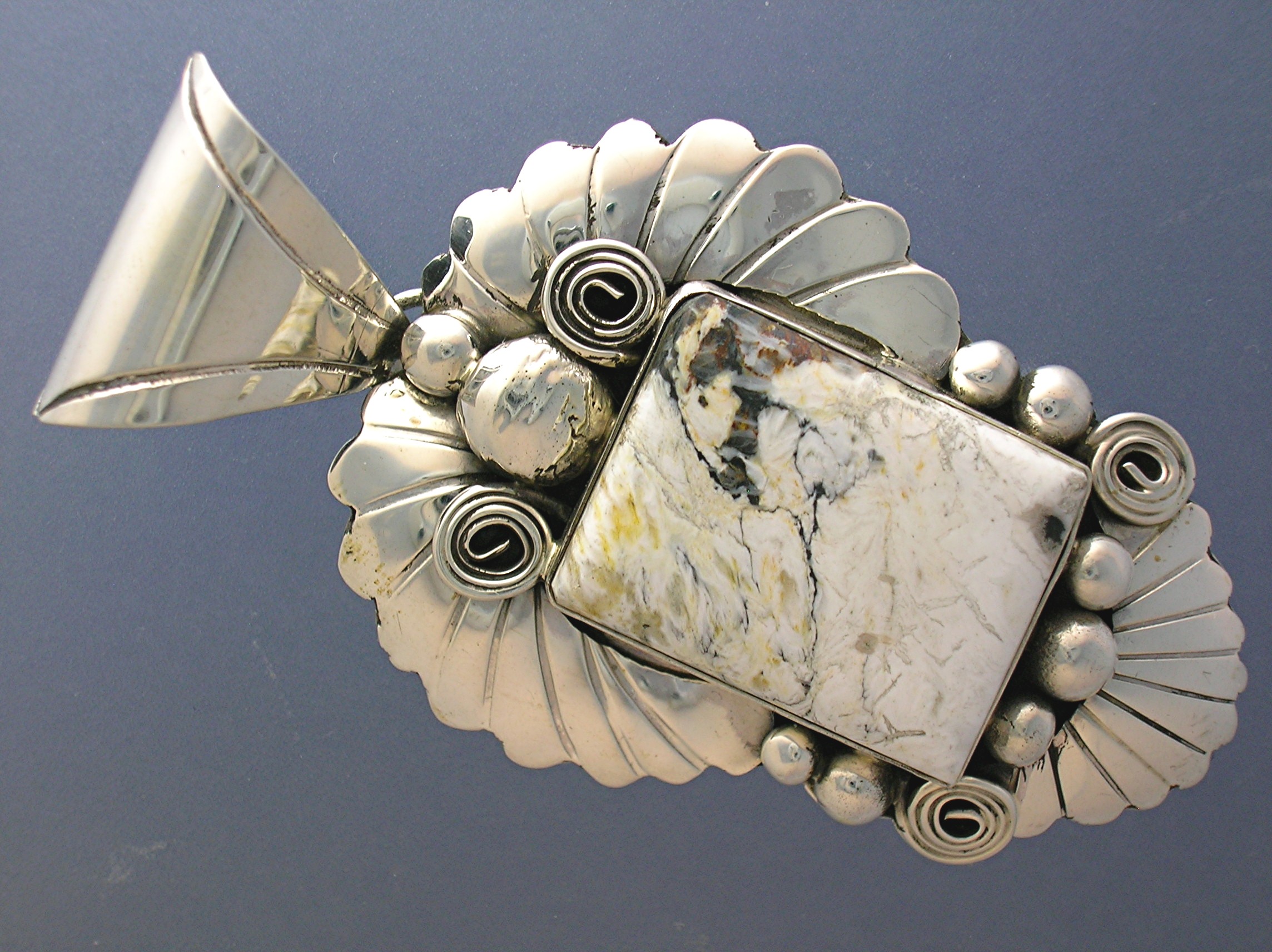 White Buffalo Howlite Sterling Silver Genevieve Apachit