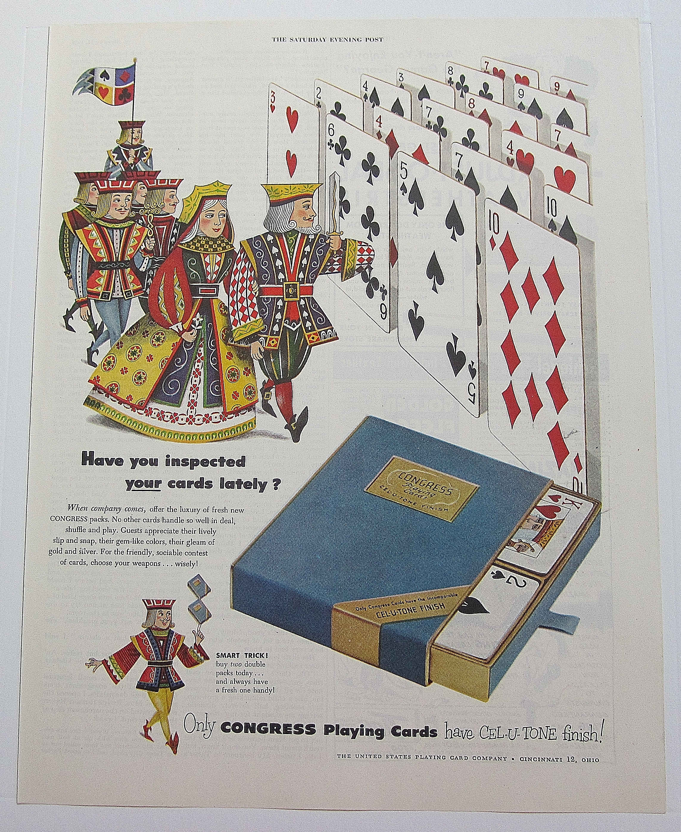 1952 Congress Playing Cards With King & Queen