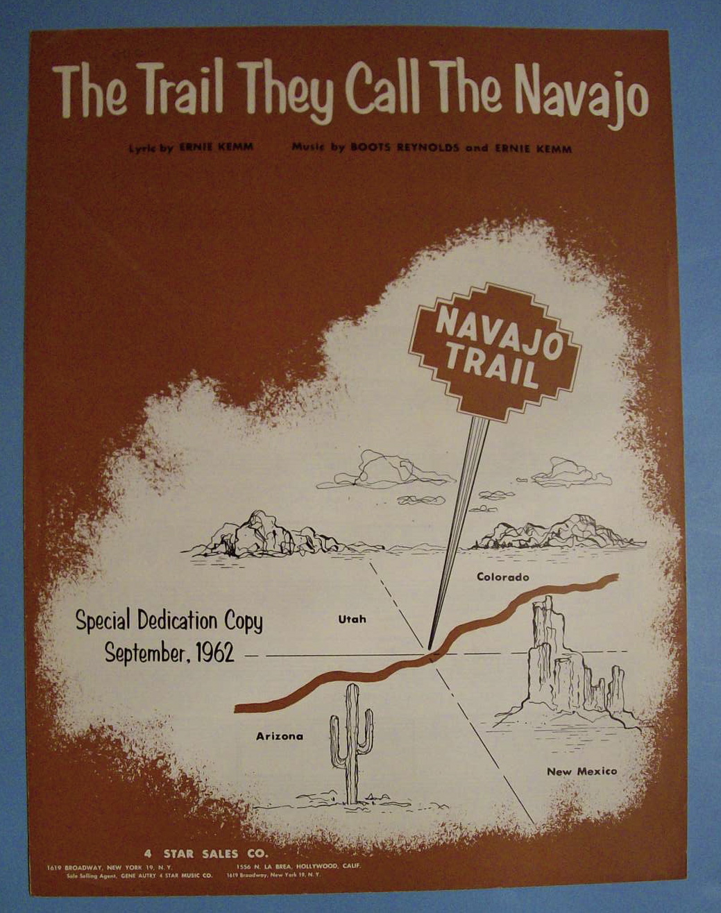 Sheet Music For 1962 The Trail They Call The Navajo