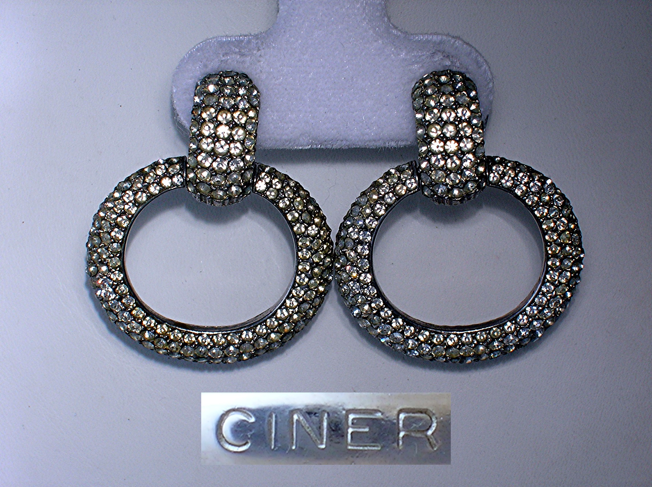 Fabulous Pave Crystal CINER Clip Earrings.