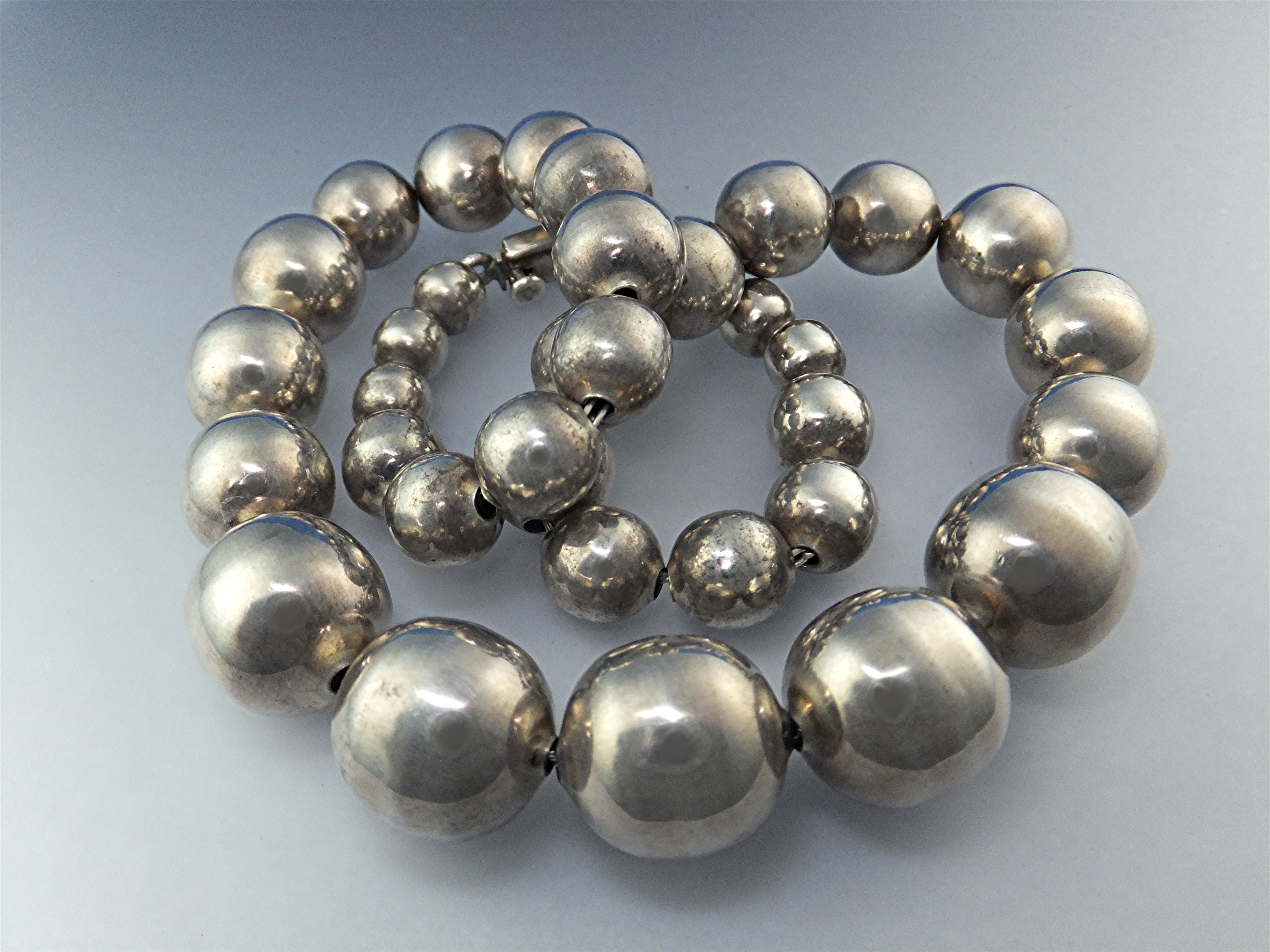 Taxco Mexico Sterling Silver Graduated Beads 68 Grams