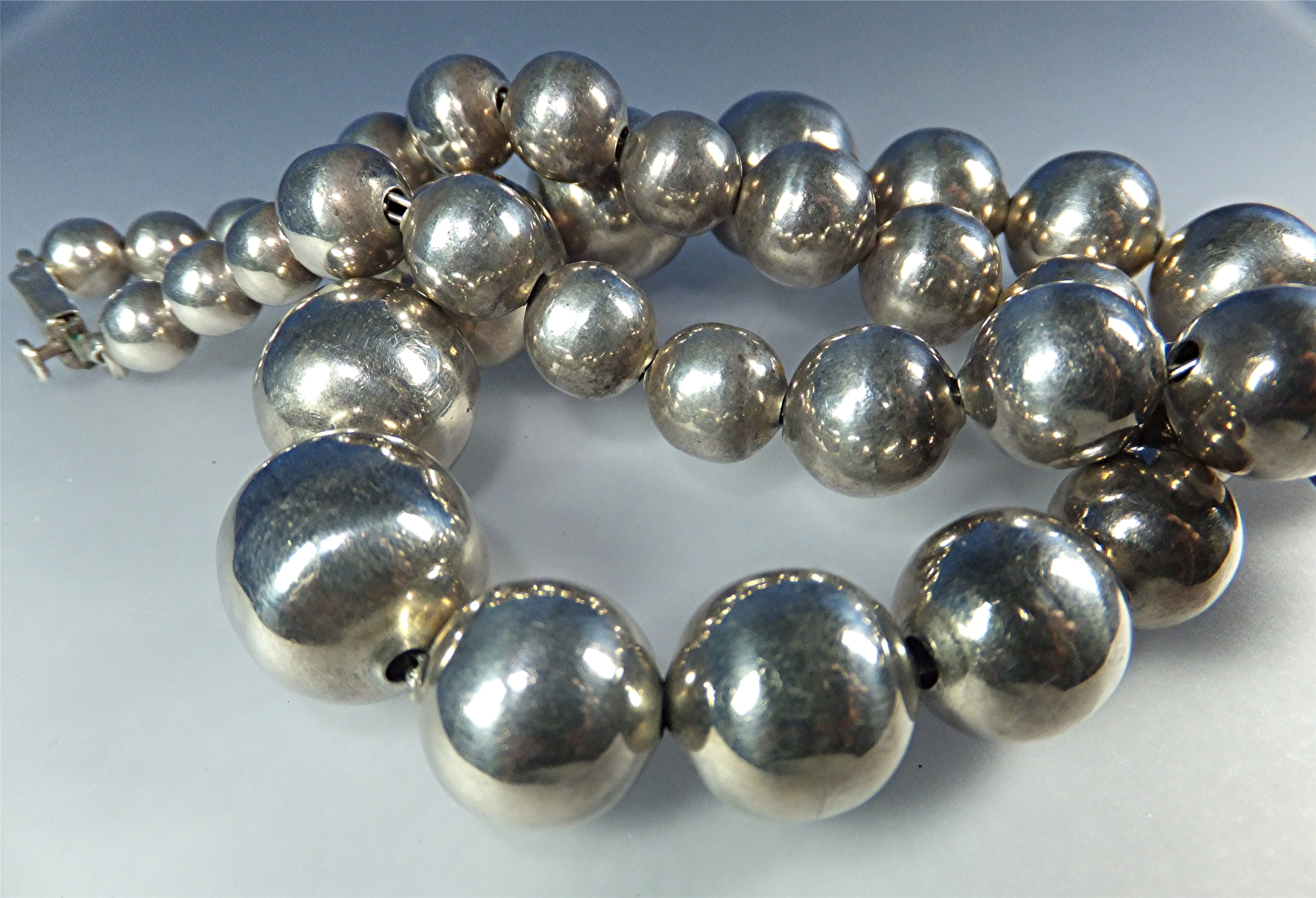 Taxco Mexico Sterling Silver Graduated Beads 68 Grams