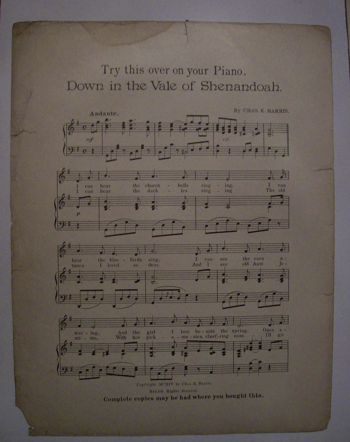 Sheet Music For 1904 Why Don't They Play With Me