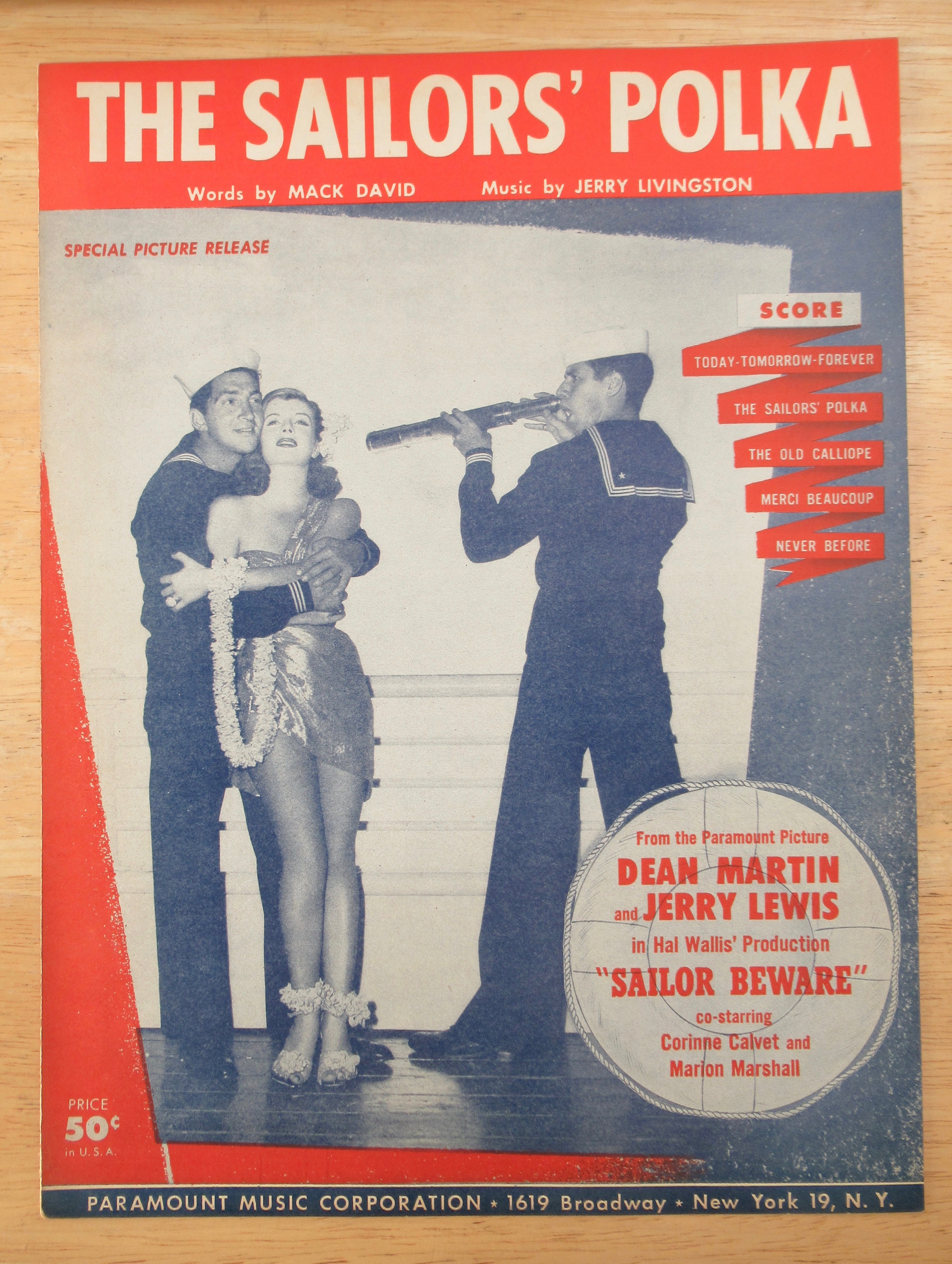 1951 The Sailors' Polka Sheet Music (Martin & Lewis)