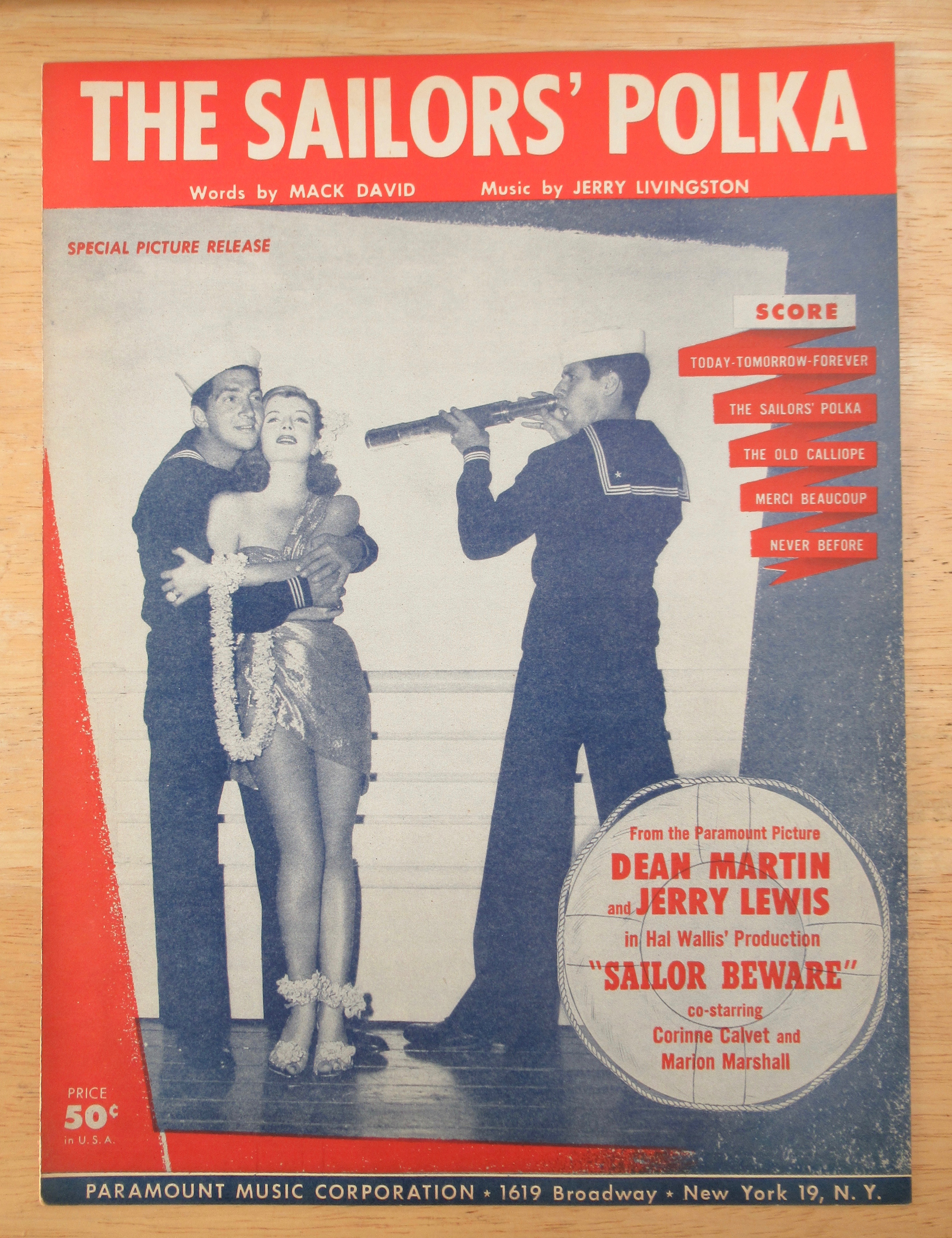 1951 The Sailors' Polka Sheet Music (Martin & Lewis)