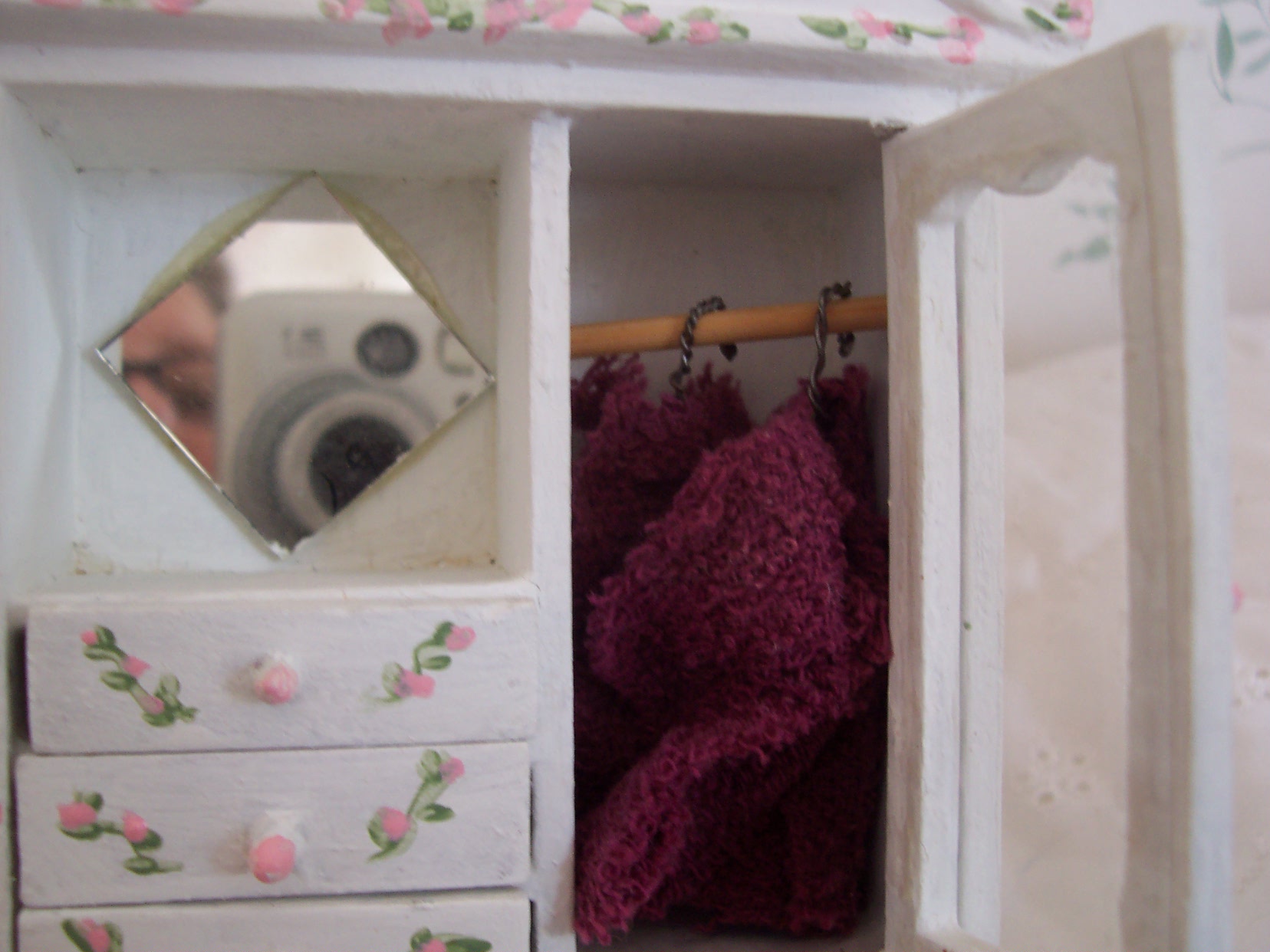 Dollhouse Wood Armoire Painted