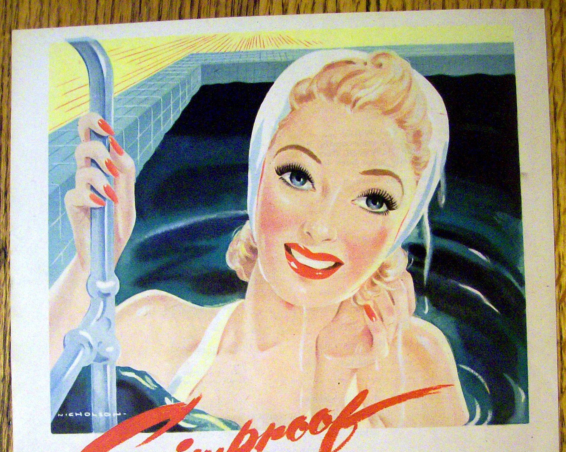 1945 Dark Eyes Eyelash with Lovely Woman In Pool
