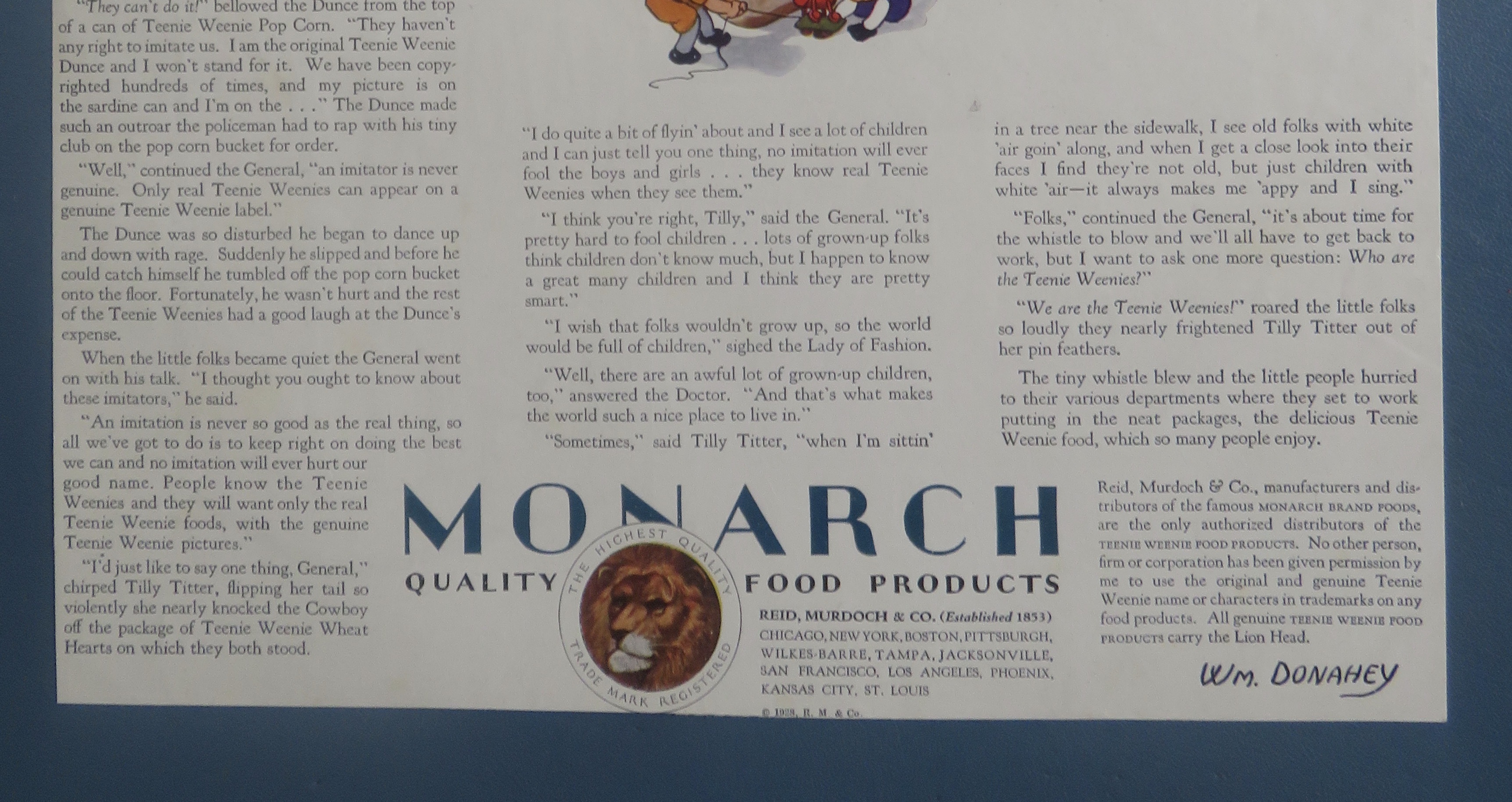 1928 Monarch Food Products with The Teenie Weenies