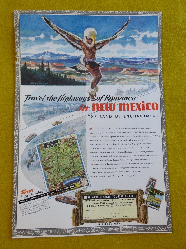 1950 New Mexico State Tourist Bureau with Man Dressed As An Eagle