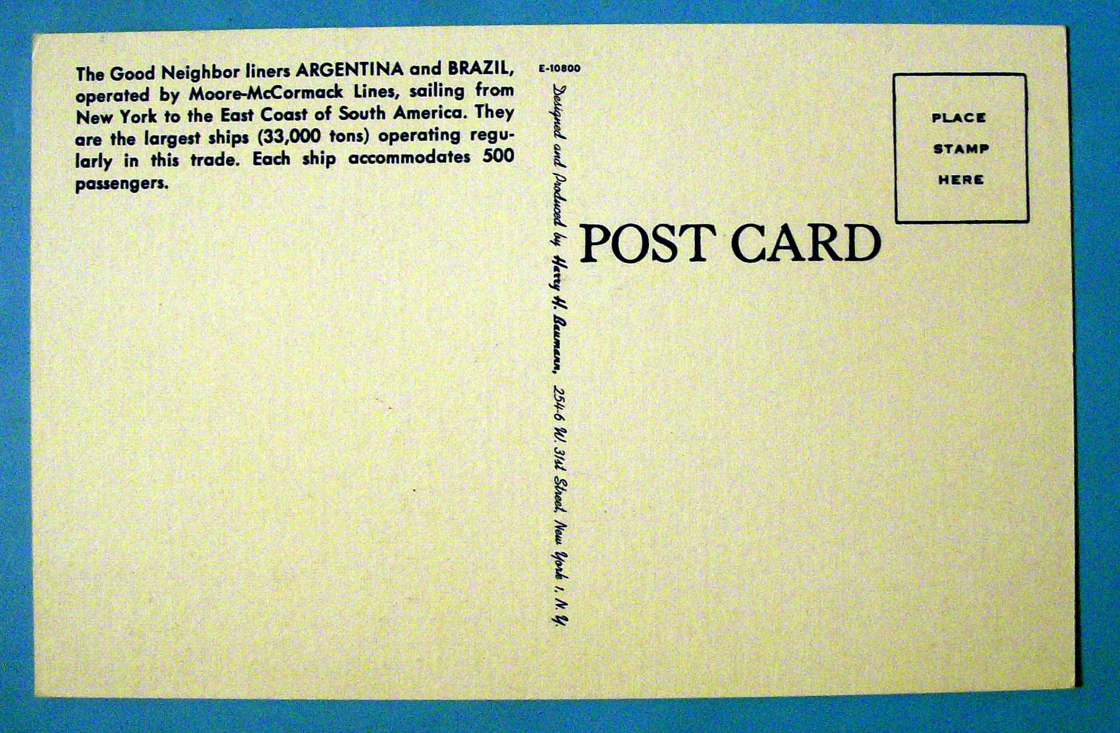 Moore-McCormack Liners Postcard