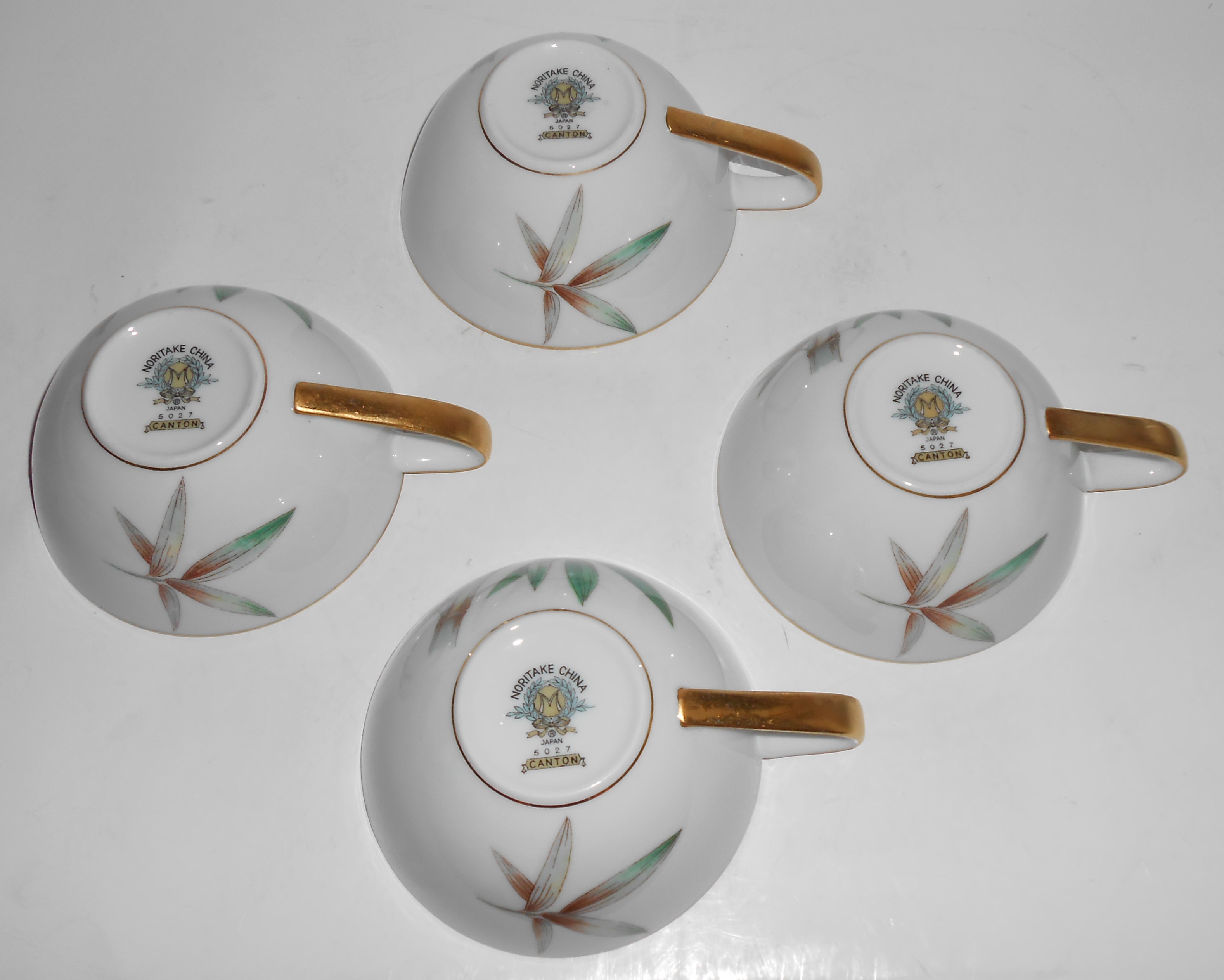 Noritake China Porcelain Canton Bamboo Set/4 Cups! MINT