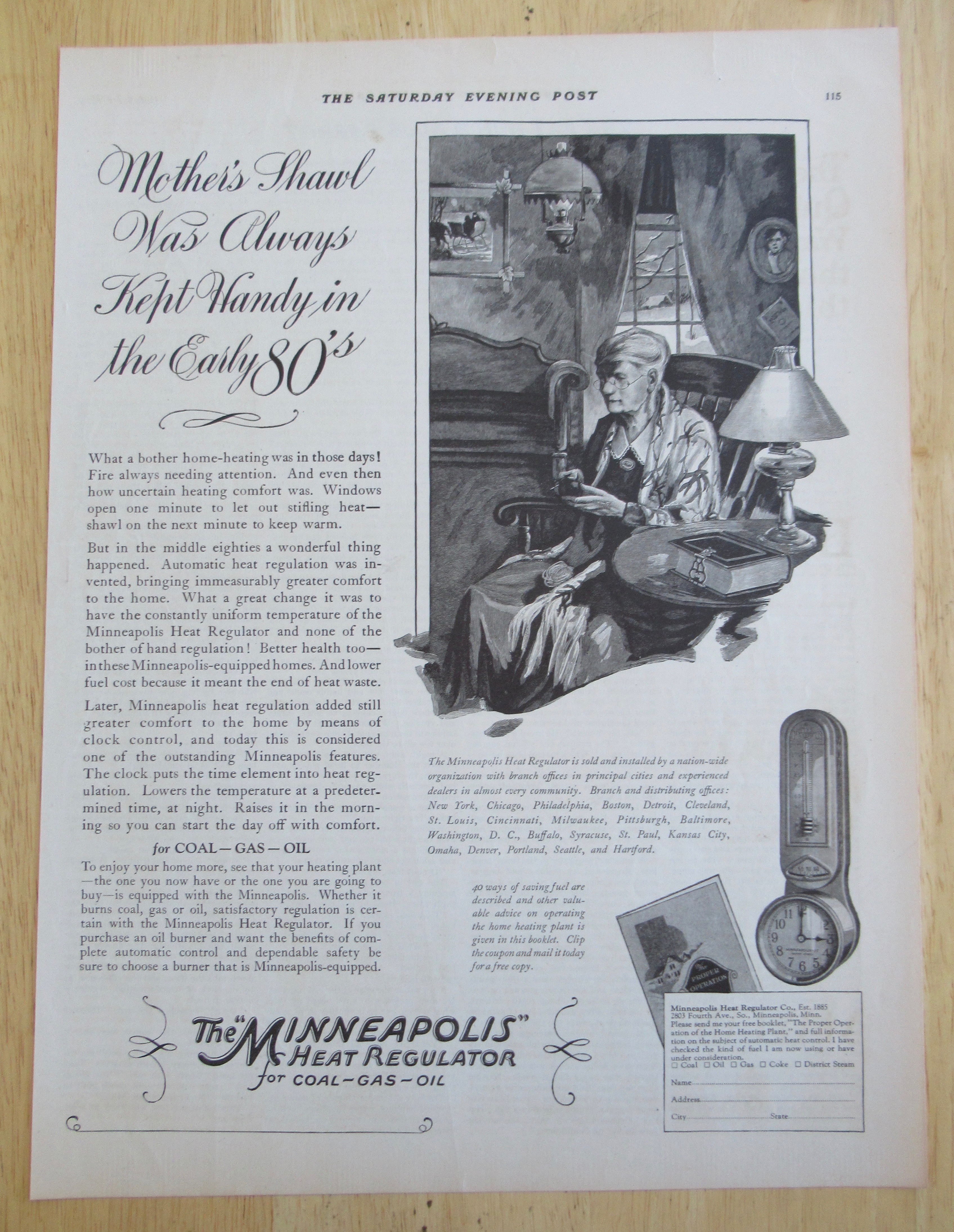 1926 Minneapolis Heat Regulator with Mother's Shawl