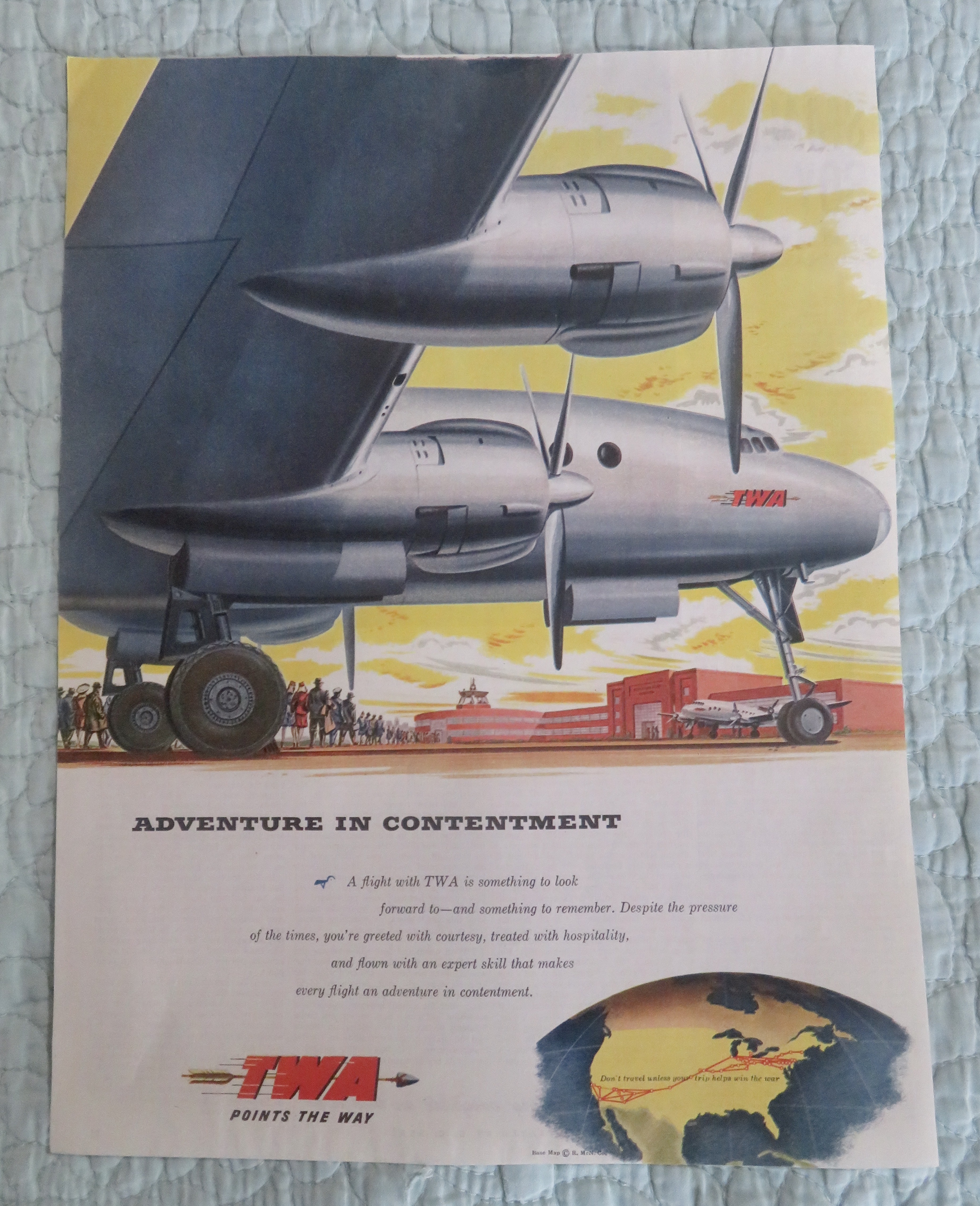 1945 (TWA) Trans World Airlines with TWA Airplane