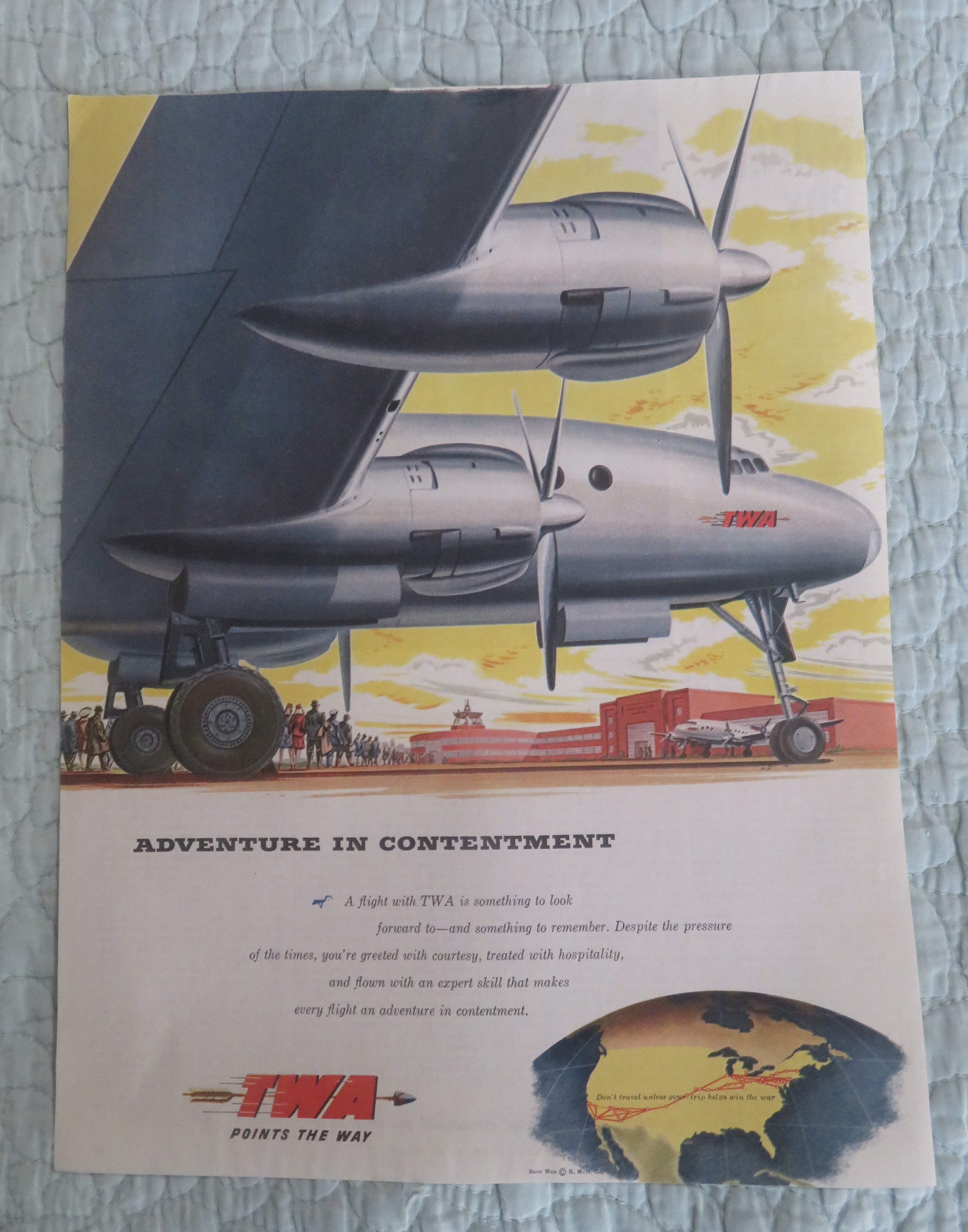 1945 (TWA) Trans World Airlines with TWA Airplane