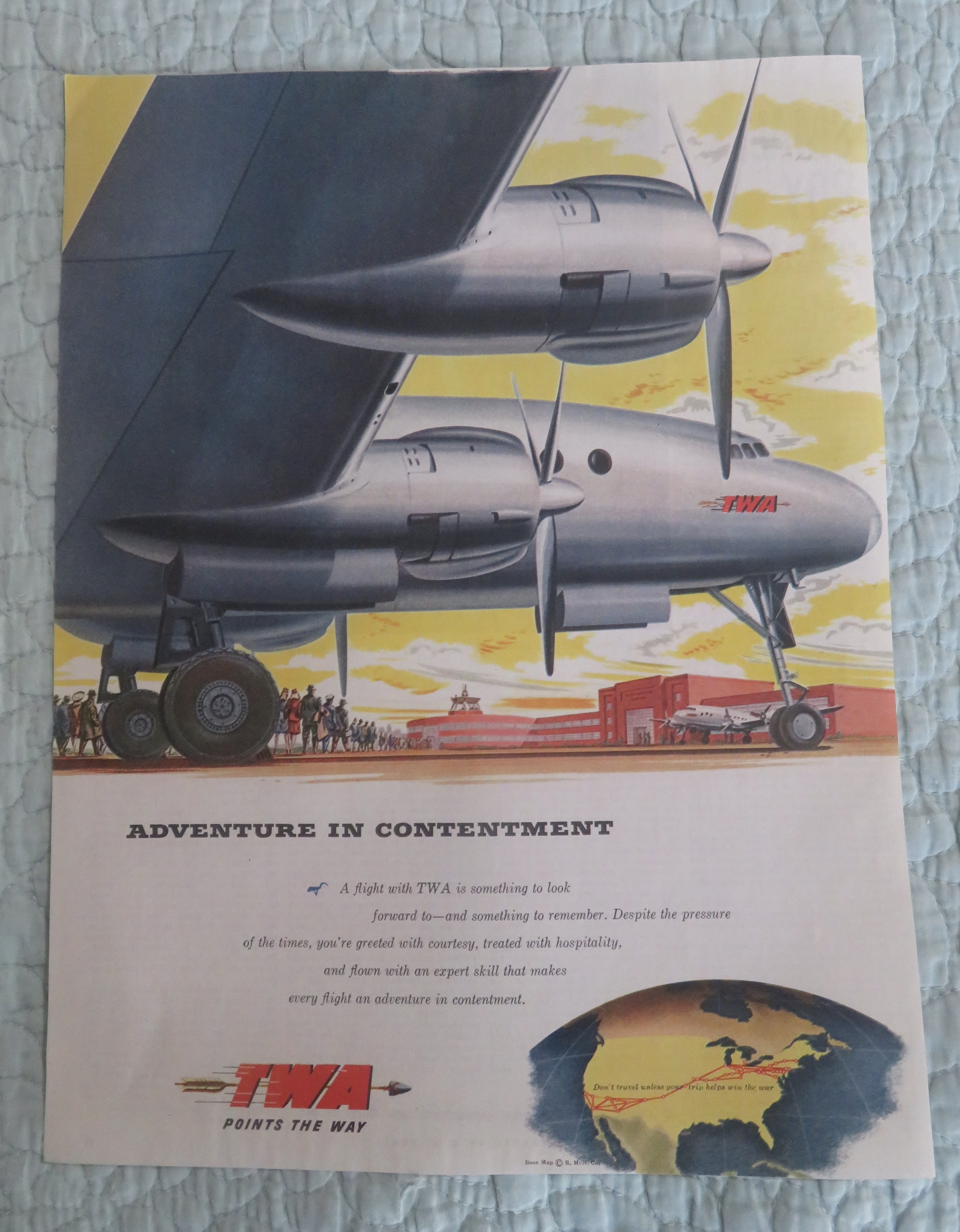 1945 (TWA) Trans World Airlines with TWA Airplane