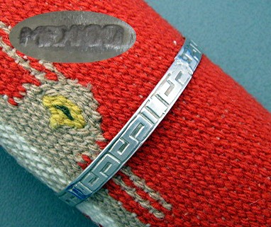 Silver Mexico Greek Key Bangle Bracelet