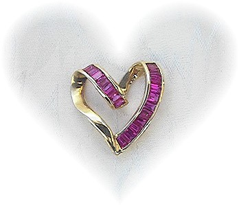 10K Gold Lab Ruby Omega Slide Heart Pendant