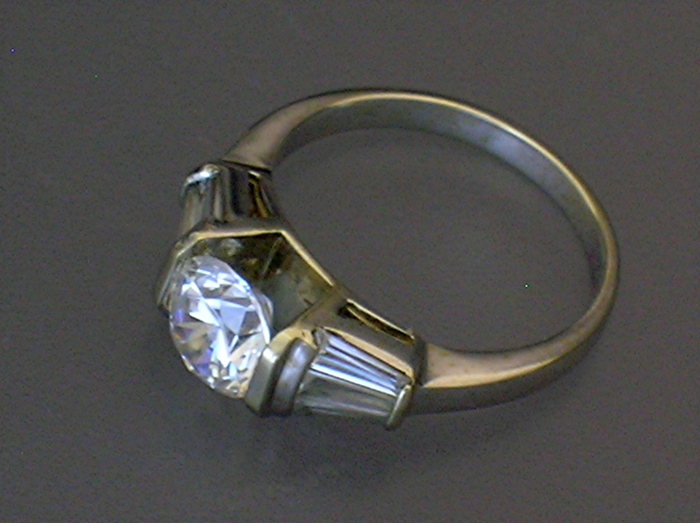 Moissanite 1.25 Cts 14K White Gold 3/4 ct baguettes Rin