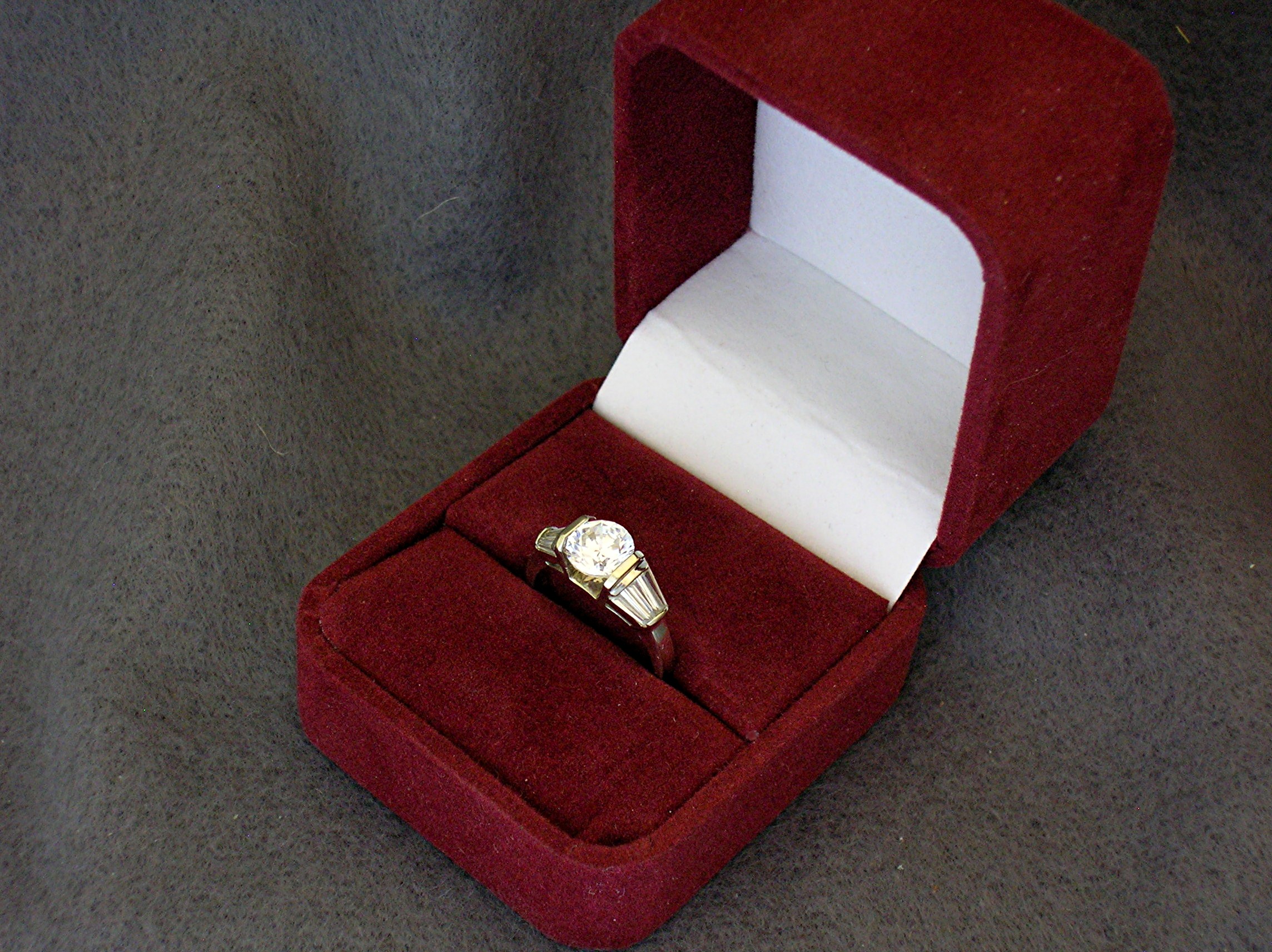 Moissanite 1.25 Cts 14K White Gold 3/4 ct baguettes Rin