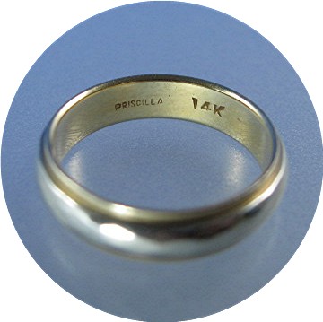 14K Yellow White Gold Wedding Band PRISCILLA