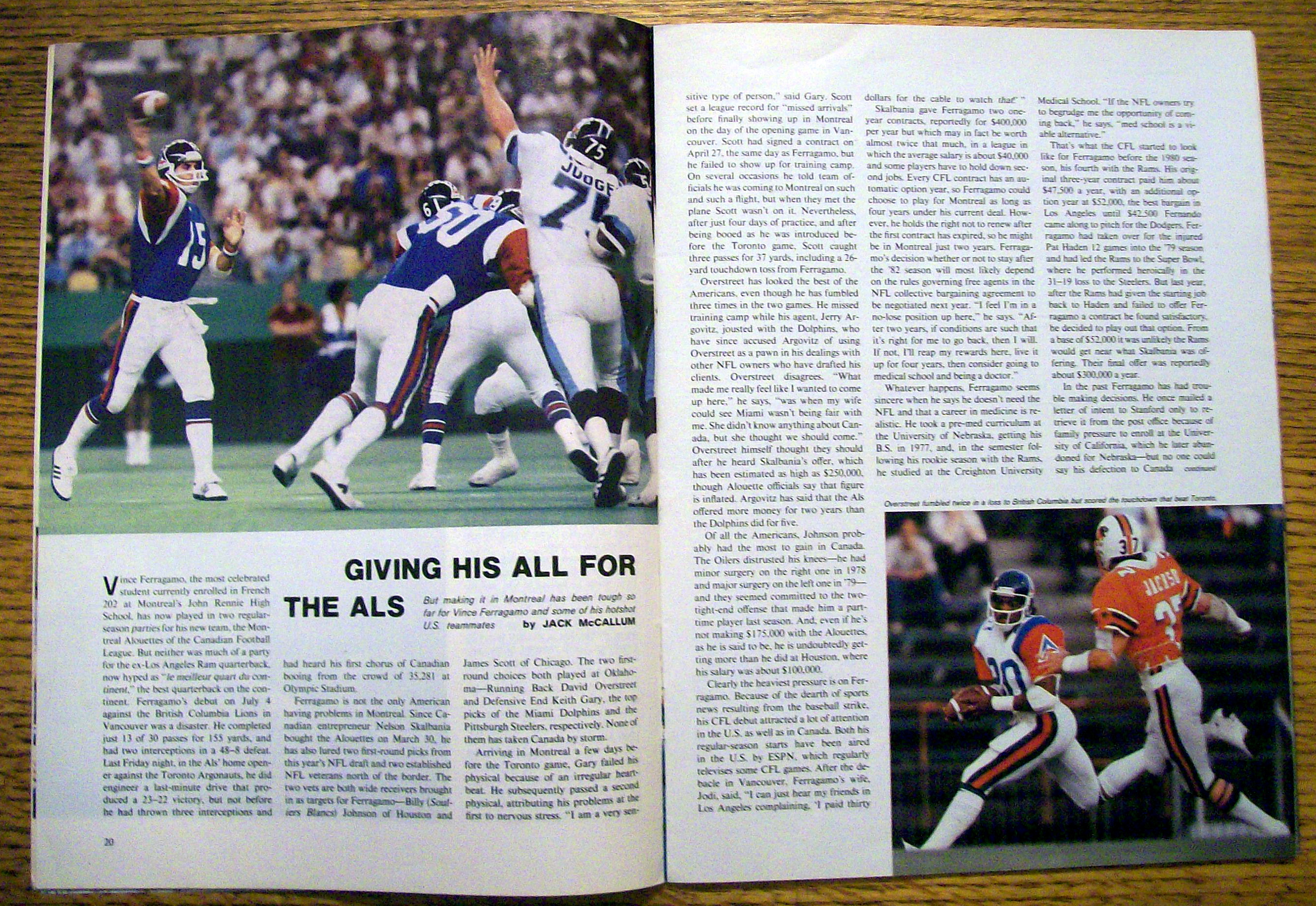 Sports Illustrated Magazine-July 20, 1981-V. Ferragamo