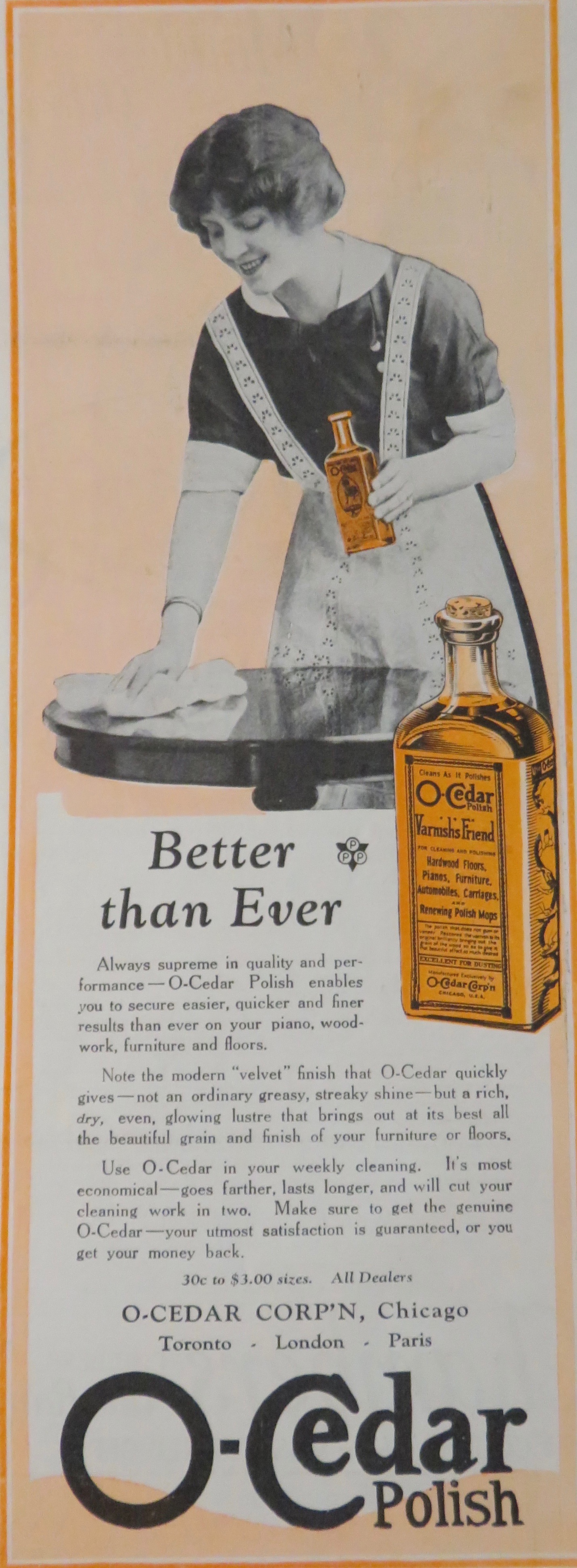 1924 O Cedar Polish with Woman Cleaning A Table