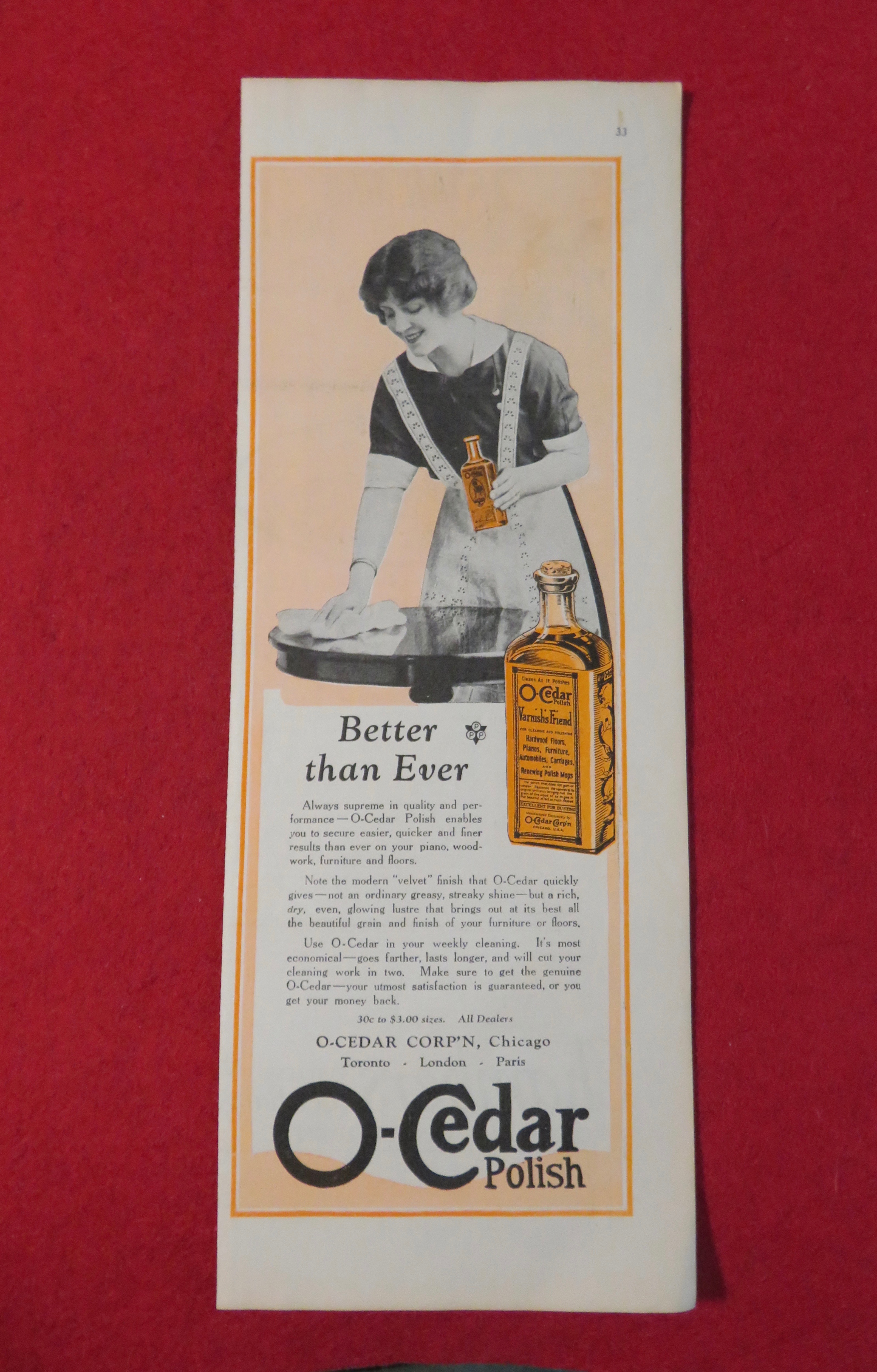 1924 O Cedar Polish with Woman Cleaning A Table