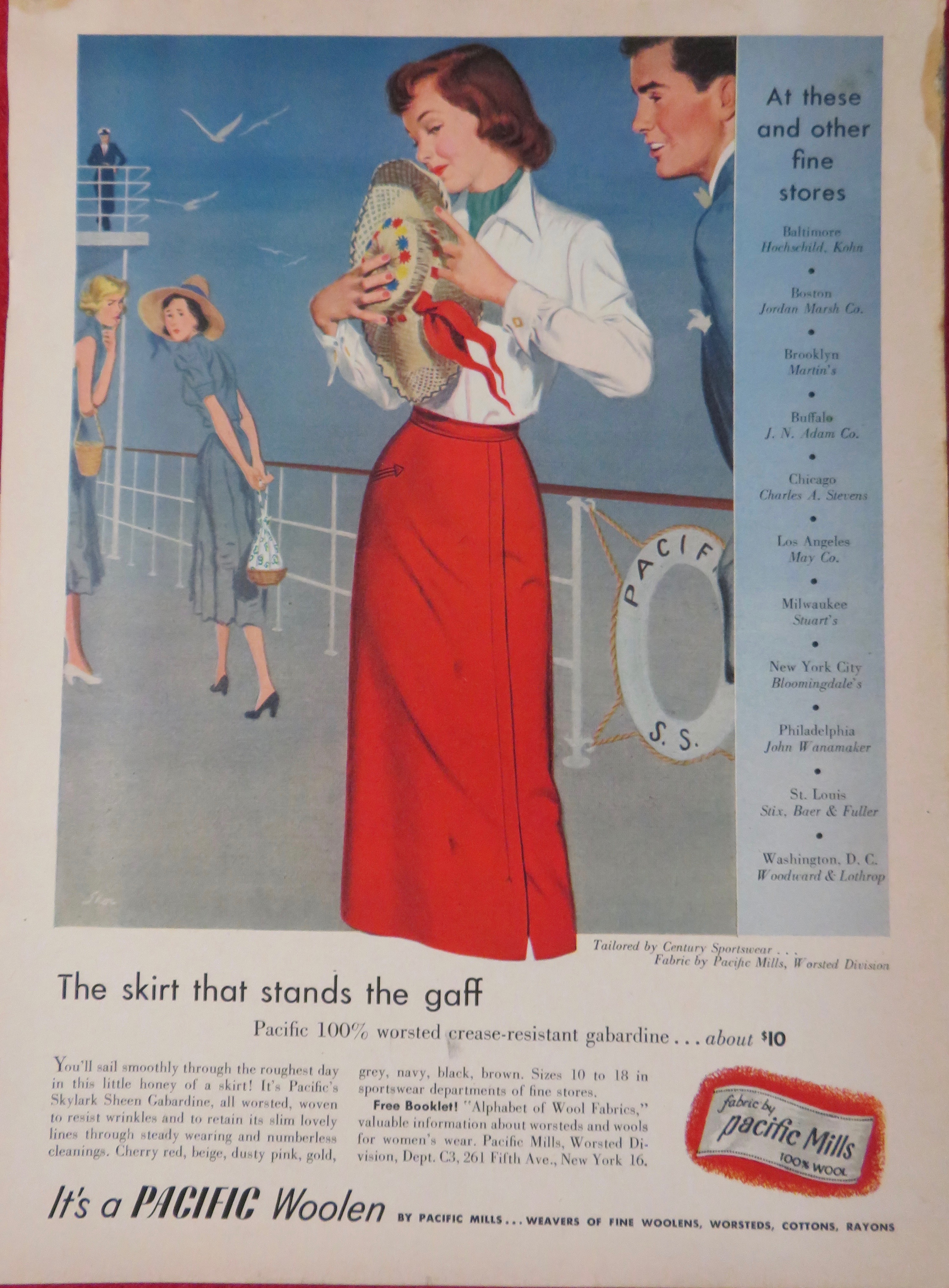 1951 Pacific Mills with Lovely Woman Wearing Red Skirt