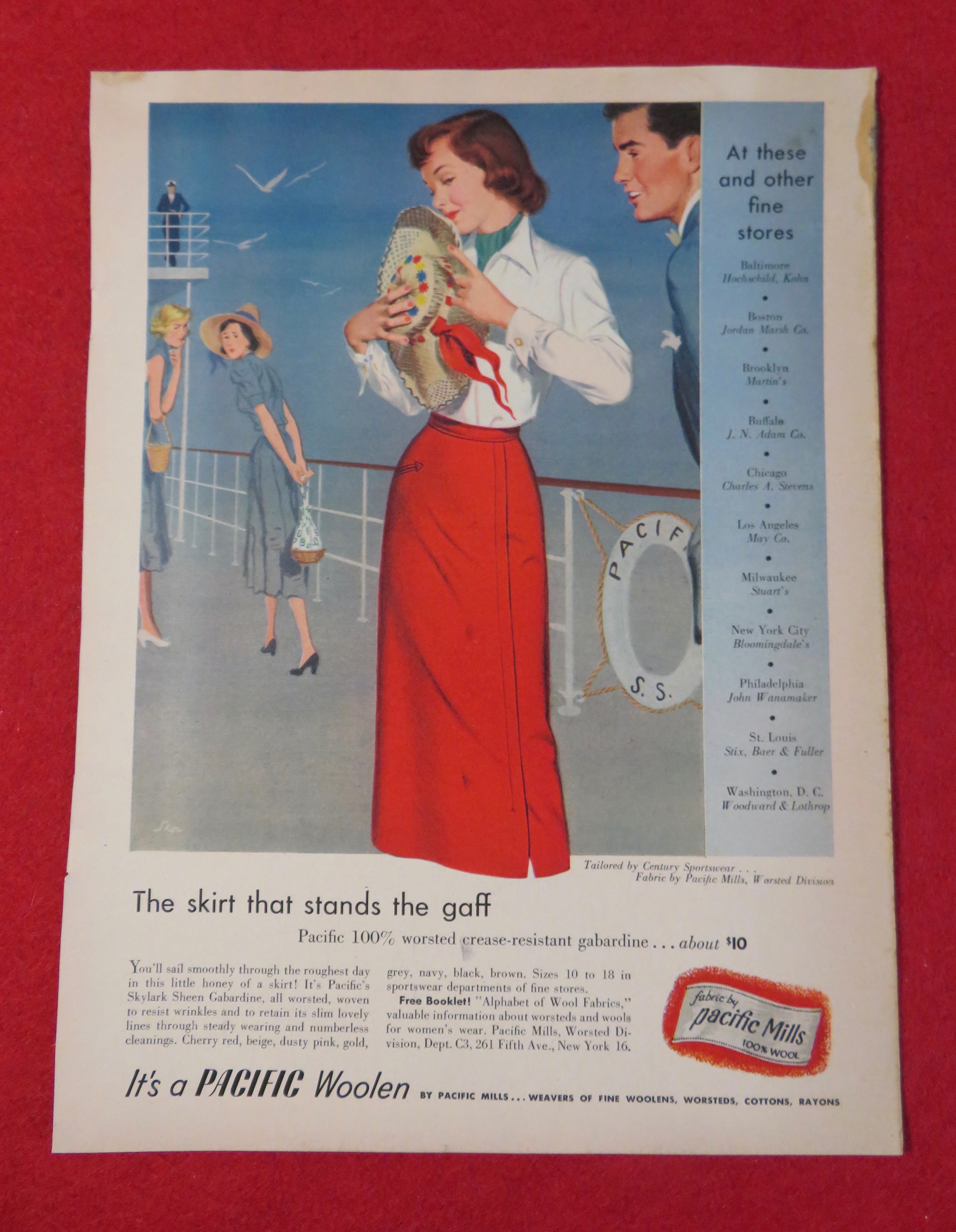 1951 Pacific Mills with Lovely Woman Wearing Red Skirt