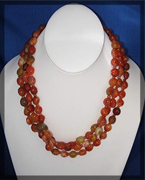 Silver Creations Carnelian 3 Strand Sterling Silver Nec
